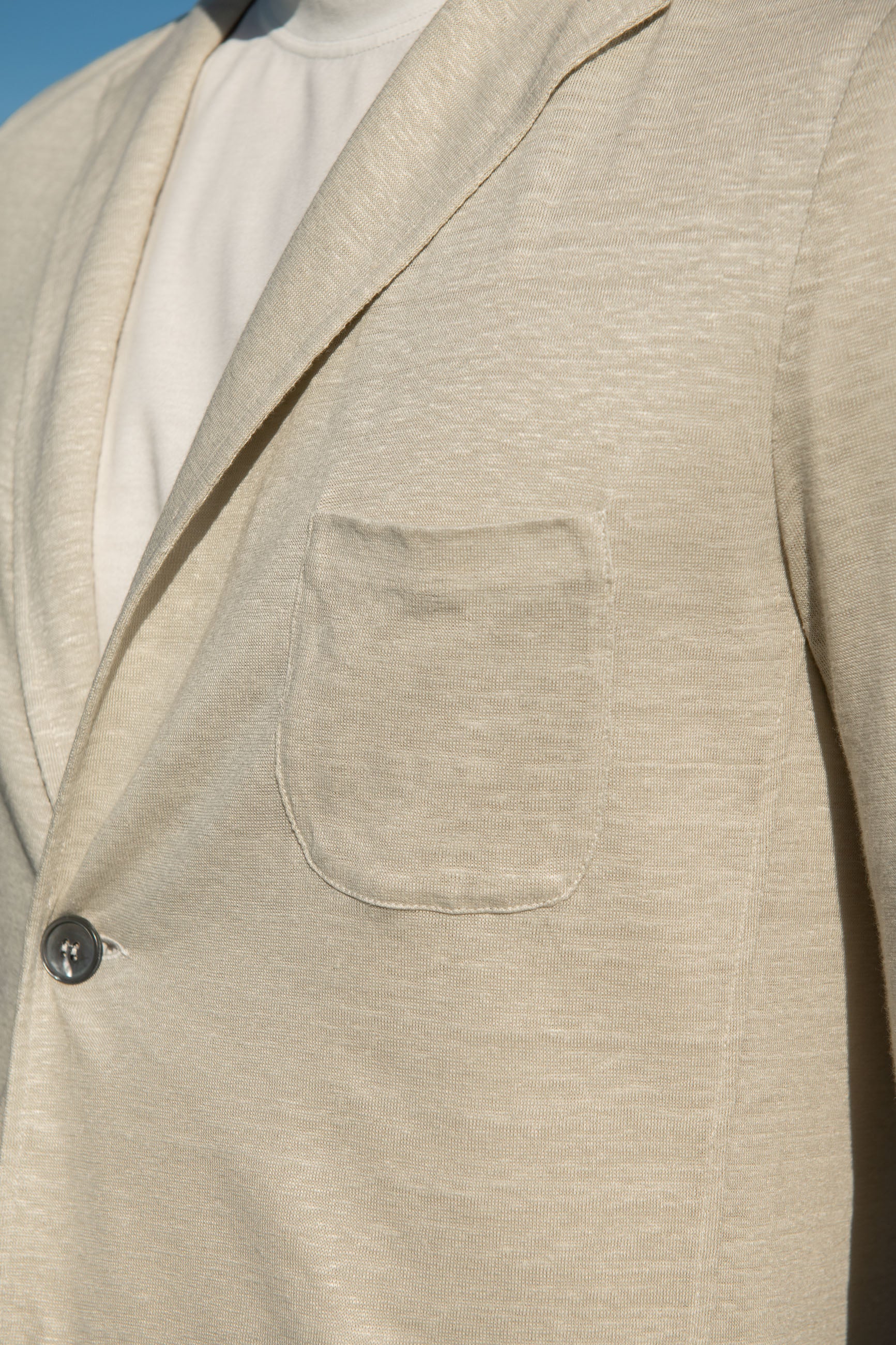 Stone linen knitted jacket - Made in Italy