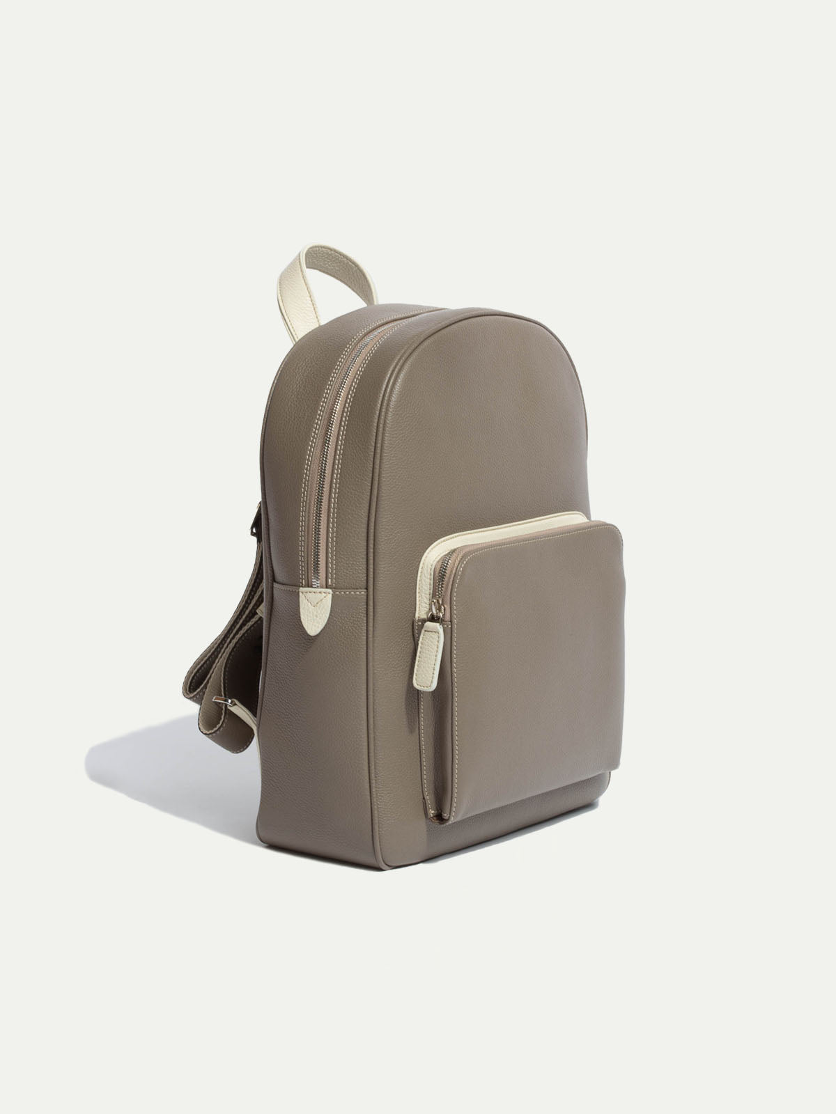 Sac à dos en cuir taupe - Made in Italy