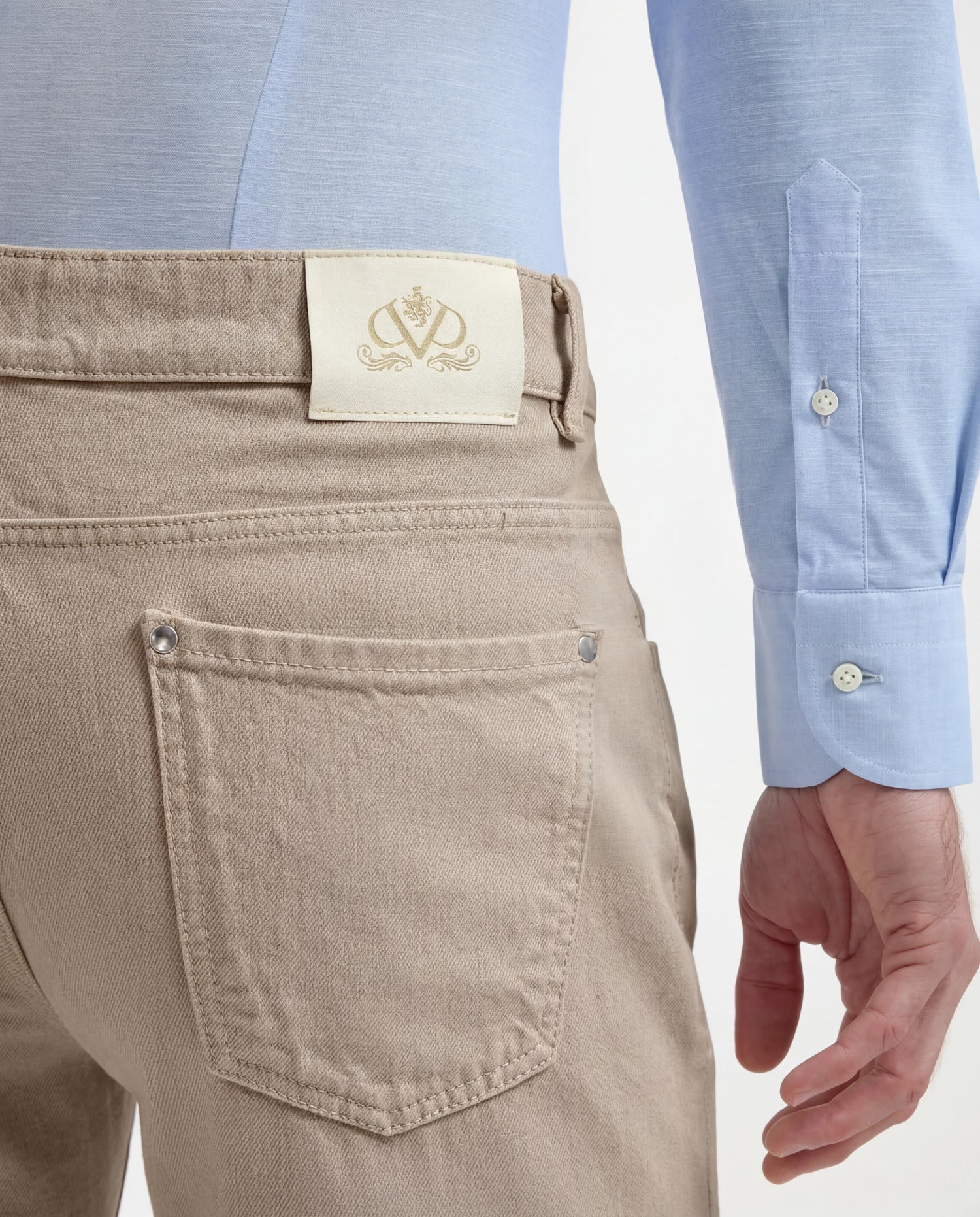 Men Pini Parma taupe jeans made in italy in cotton and cashmere 