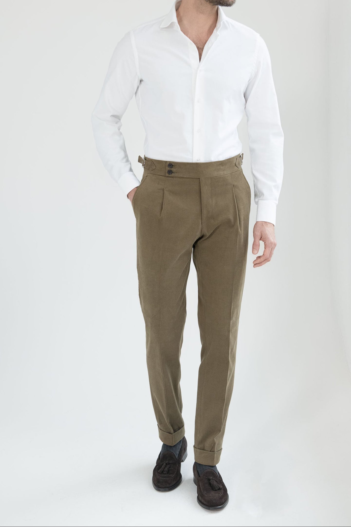 Pantaloni Soragna tortora in cotone  - Made in Italy