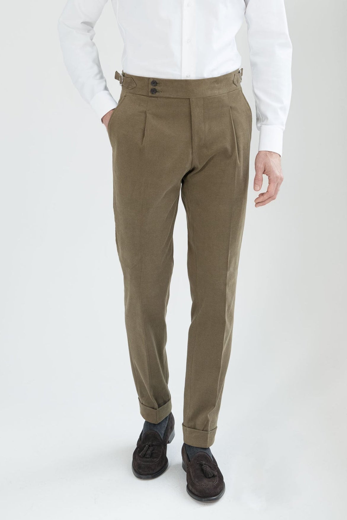 Pantalon Soragna en coton taupe - Made in Italy