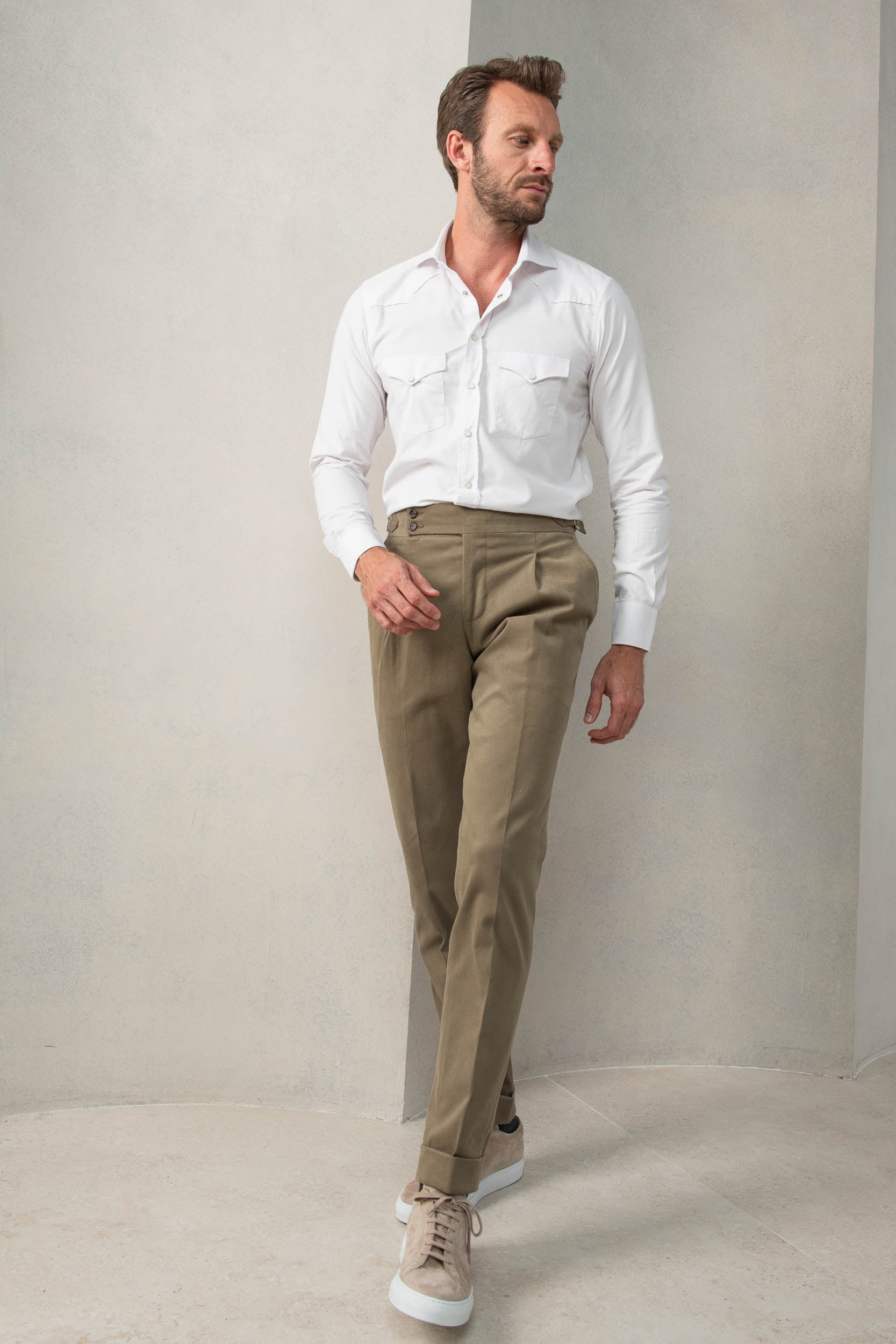 Taupe cotton trousers  "Soragna Capsule Collection" - Made in Italy