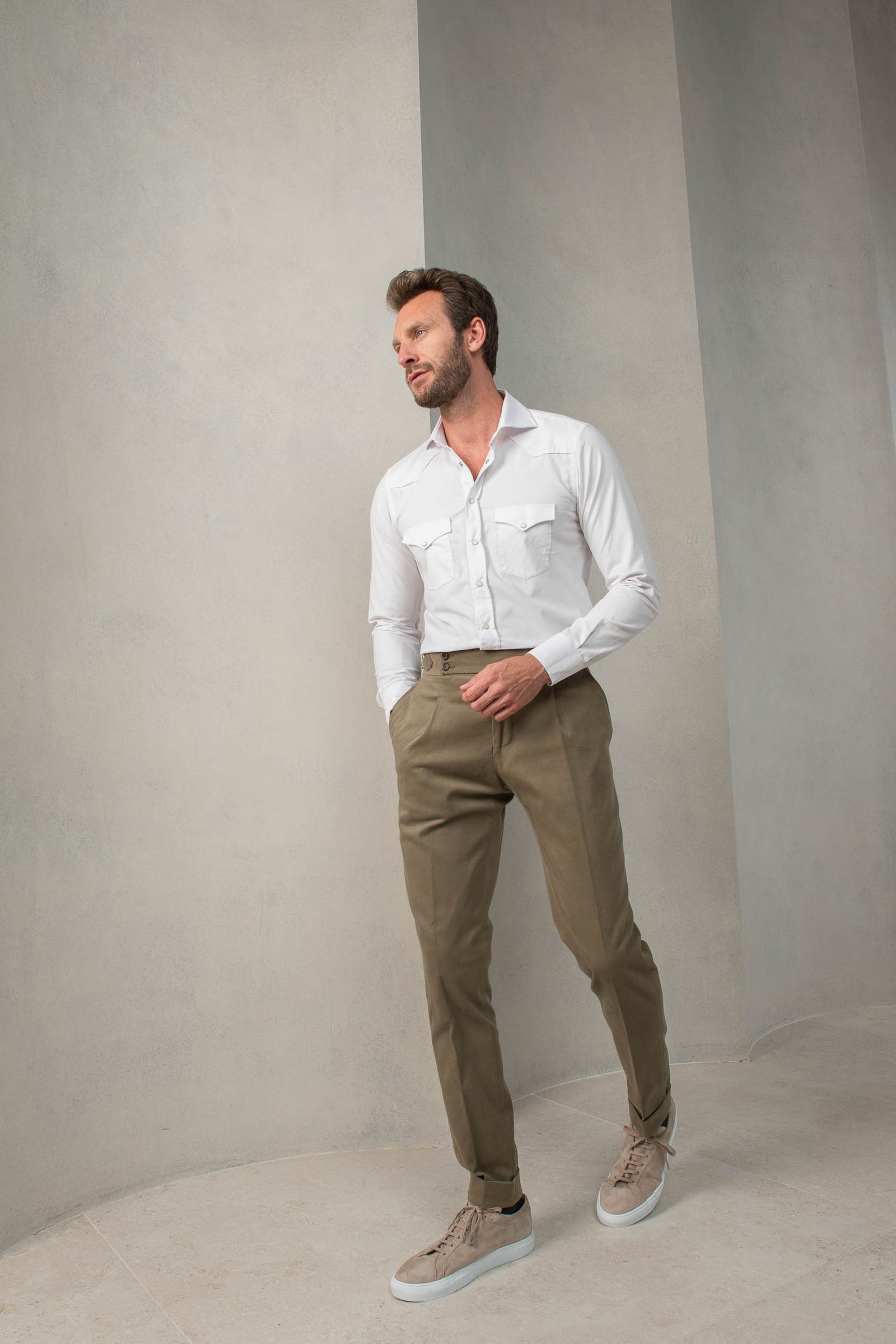 Taupe cotton trousers 