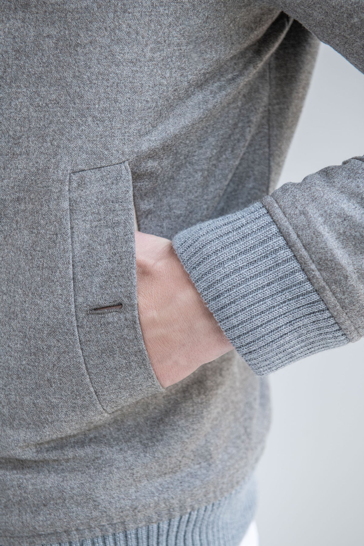 Bomber imbottito in lana e cashmere taupe – Made in Italy