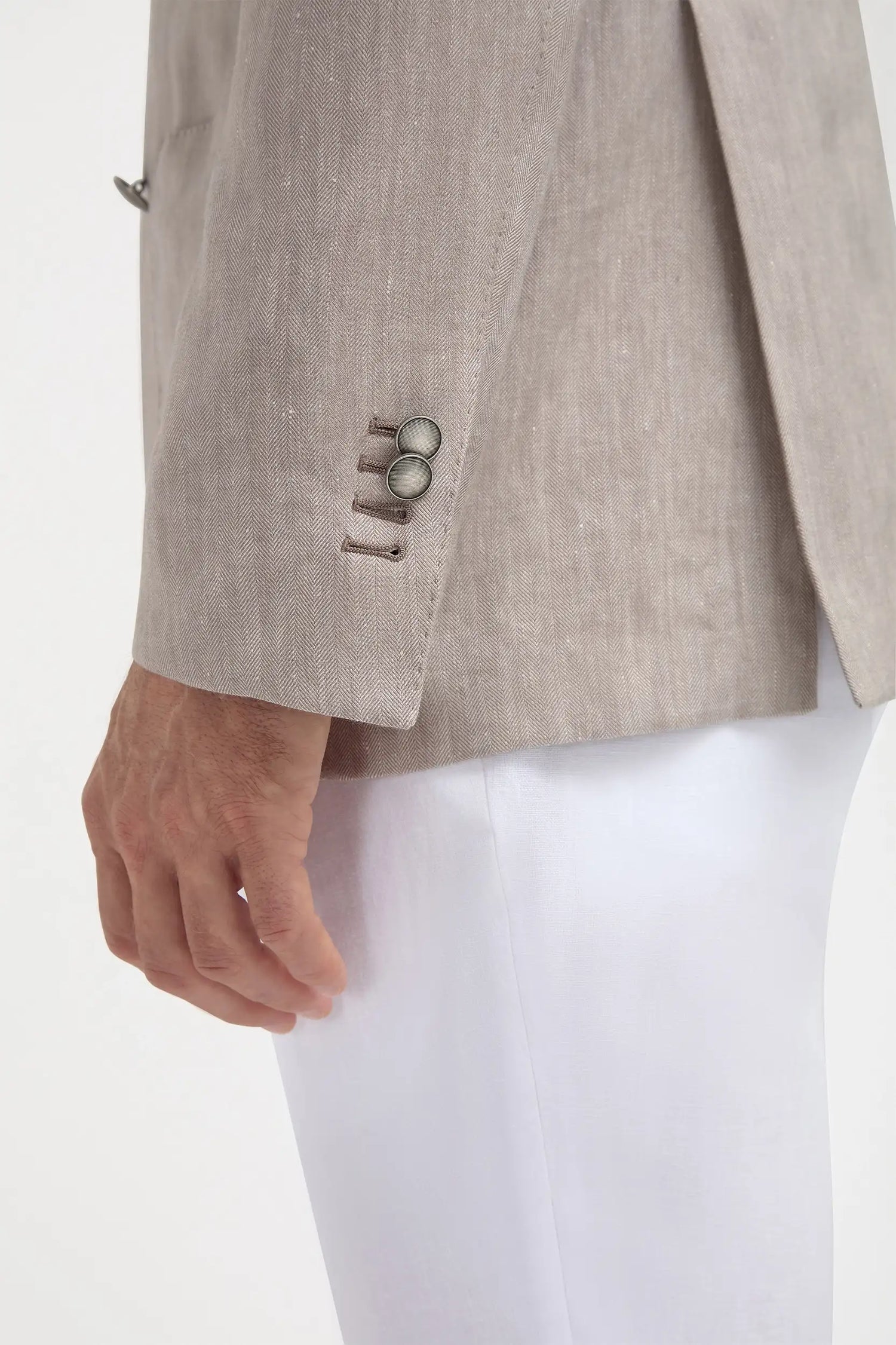 veste croisée taupe à chevrons - Made in Italy