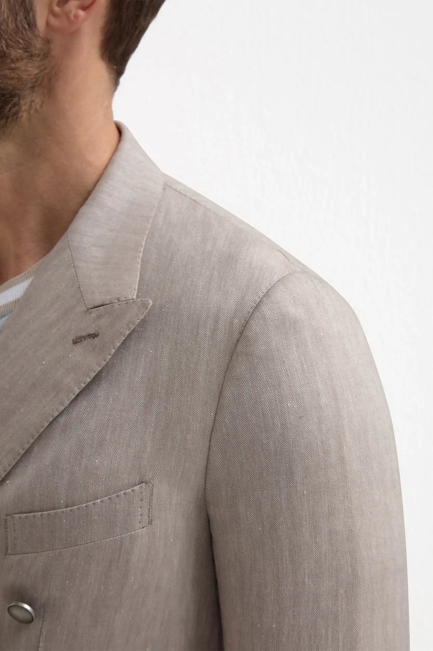 veste croisée taupe à chevrons - Made in Italy