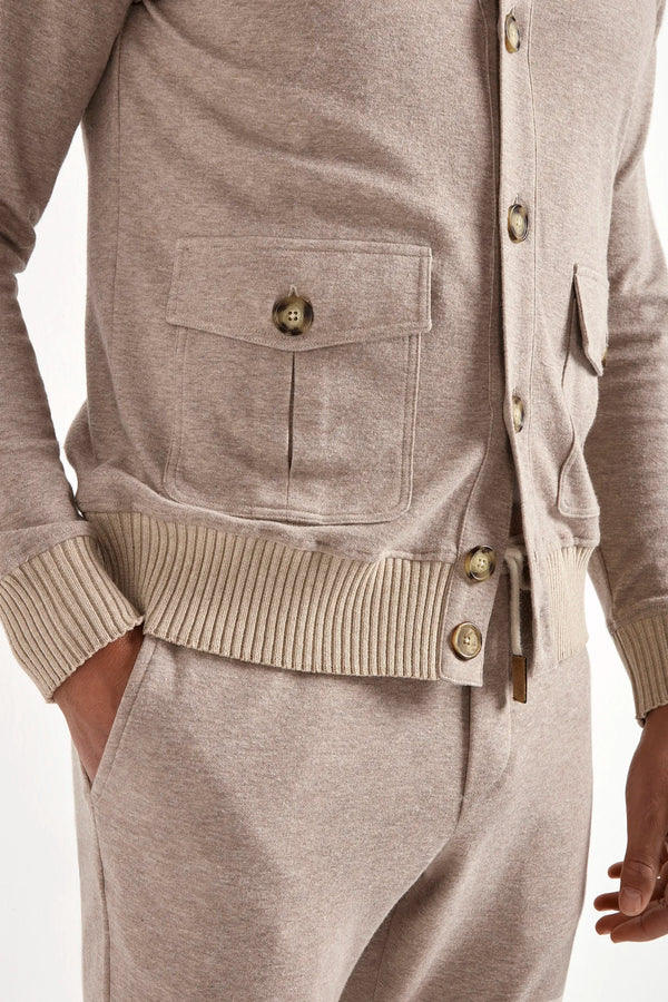 taupe jersey cardigan, men jersey cardigan, italian jersey cardigan, taupe wool jersey cardigan, luxury men's jersey cardigan, elegant men's jersey cardigan, refined wool jersey cardigan, tailored taupe jersey cardigan, premium italian jersey cardigan, sophisticated men's jersey cardigan, timeless italian jersey cardigan, upscale men's jersey cardigan, classic taupe jersey cardigan, italian craftsmanship jersey cardigan, premium men's taupe cardigan, refined italian wool cardigan