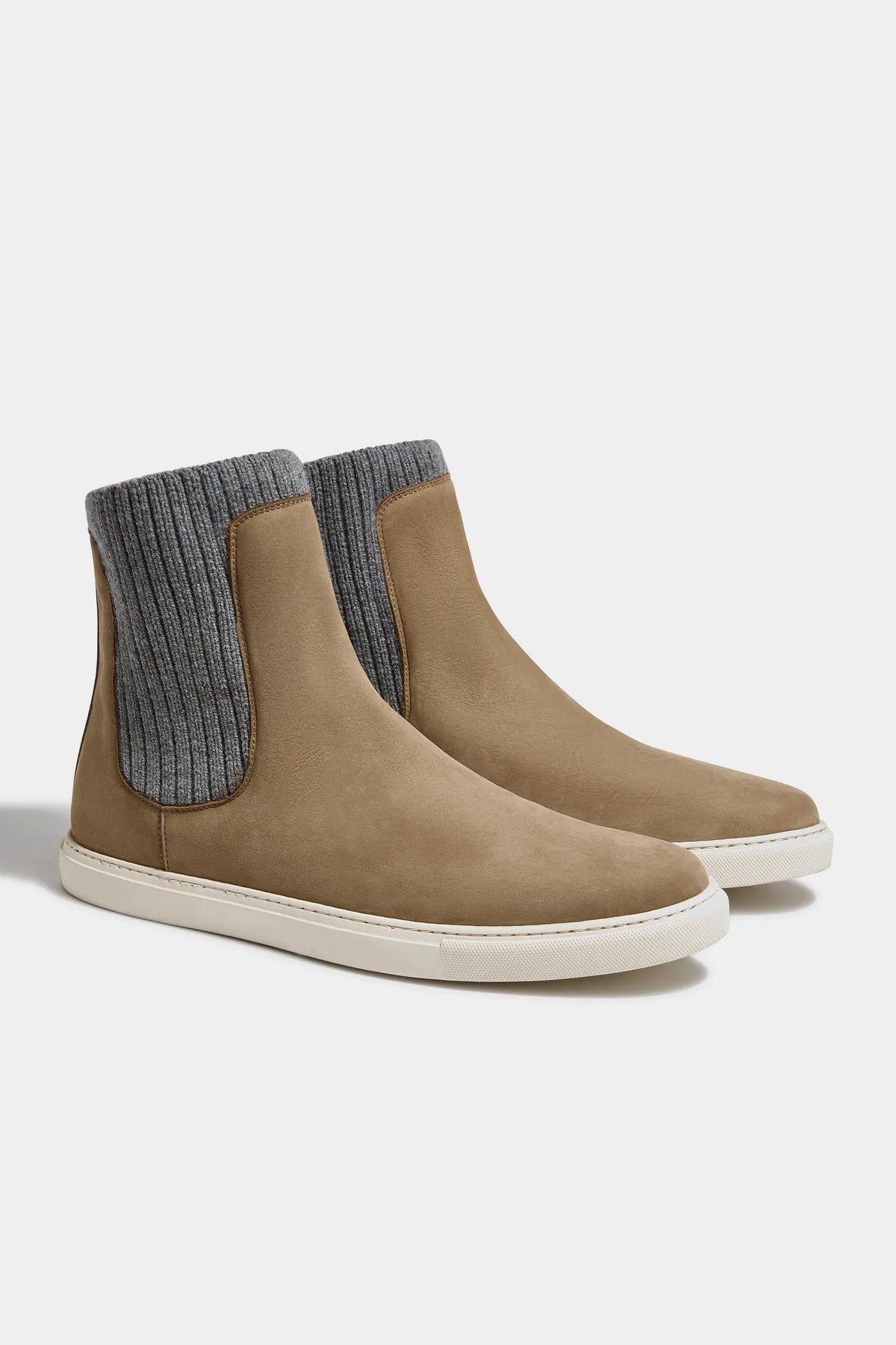 Chelsea boot taupe avec maille - Made in Italy