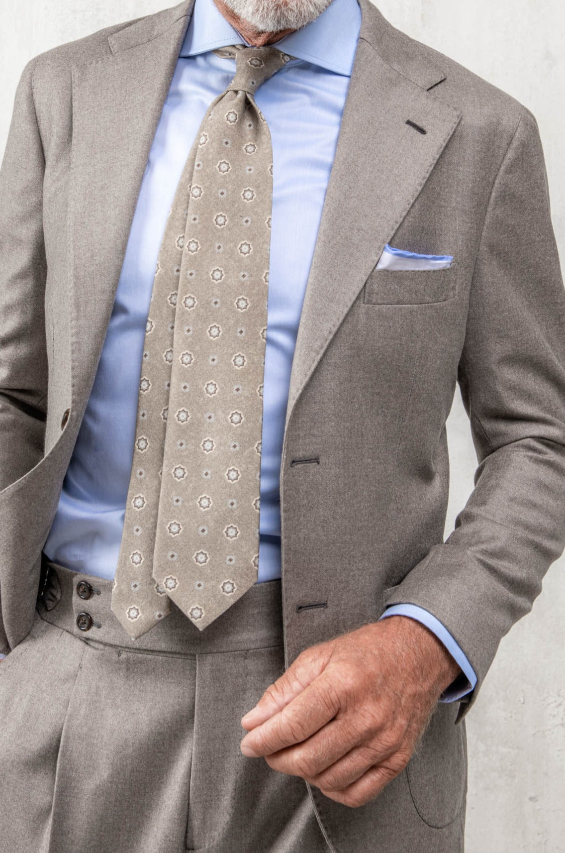Costume taupe en laine et cachemire - Made in Italy