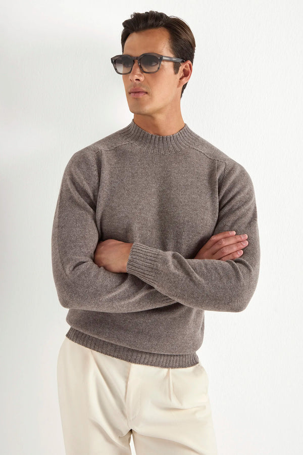 Taupe mock neck - Made in Italy