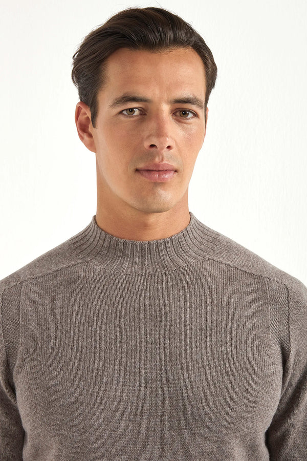 Taupe mock neck - Made in Italy