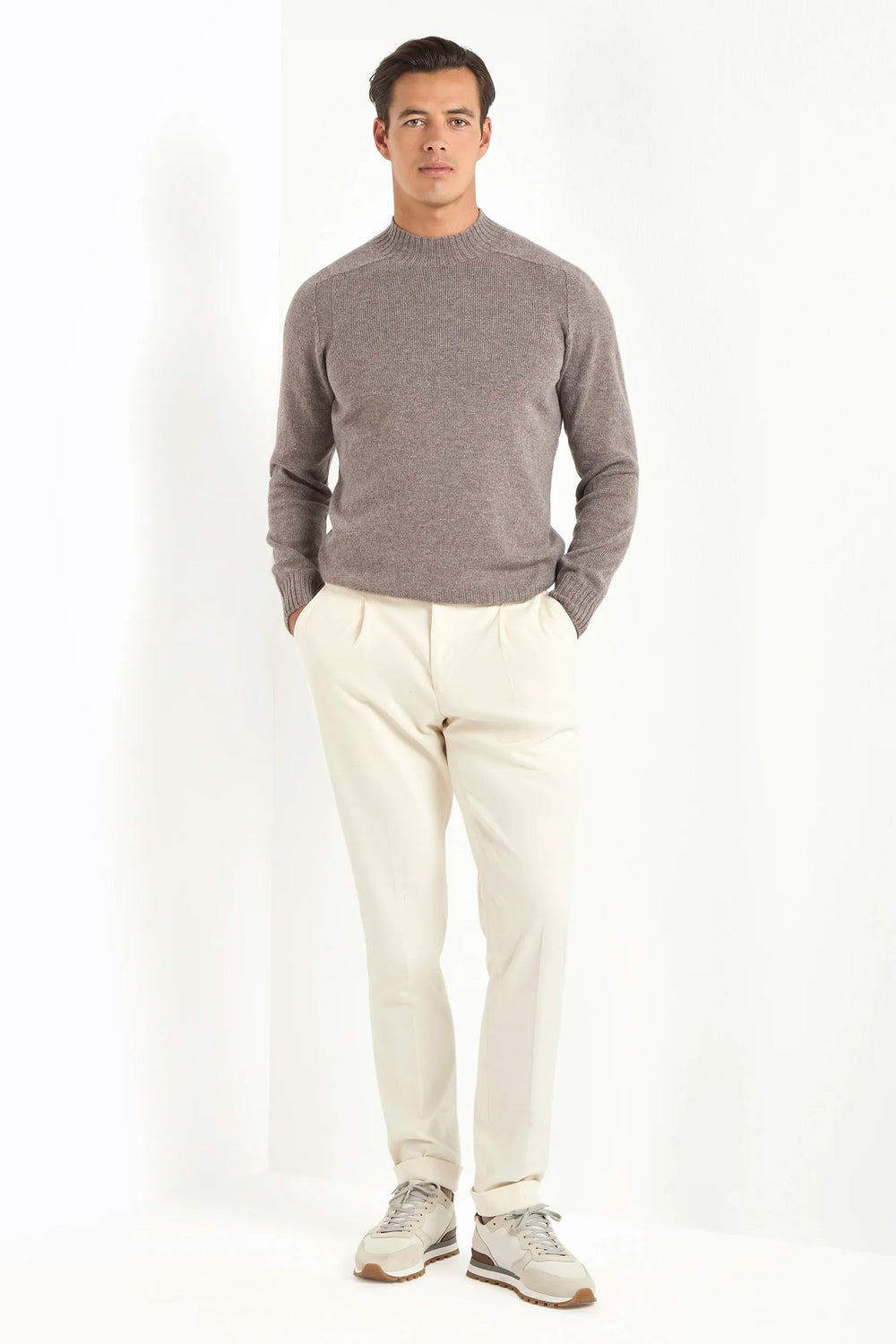 Taupe mock neck - Made in Italy