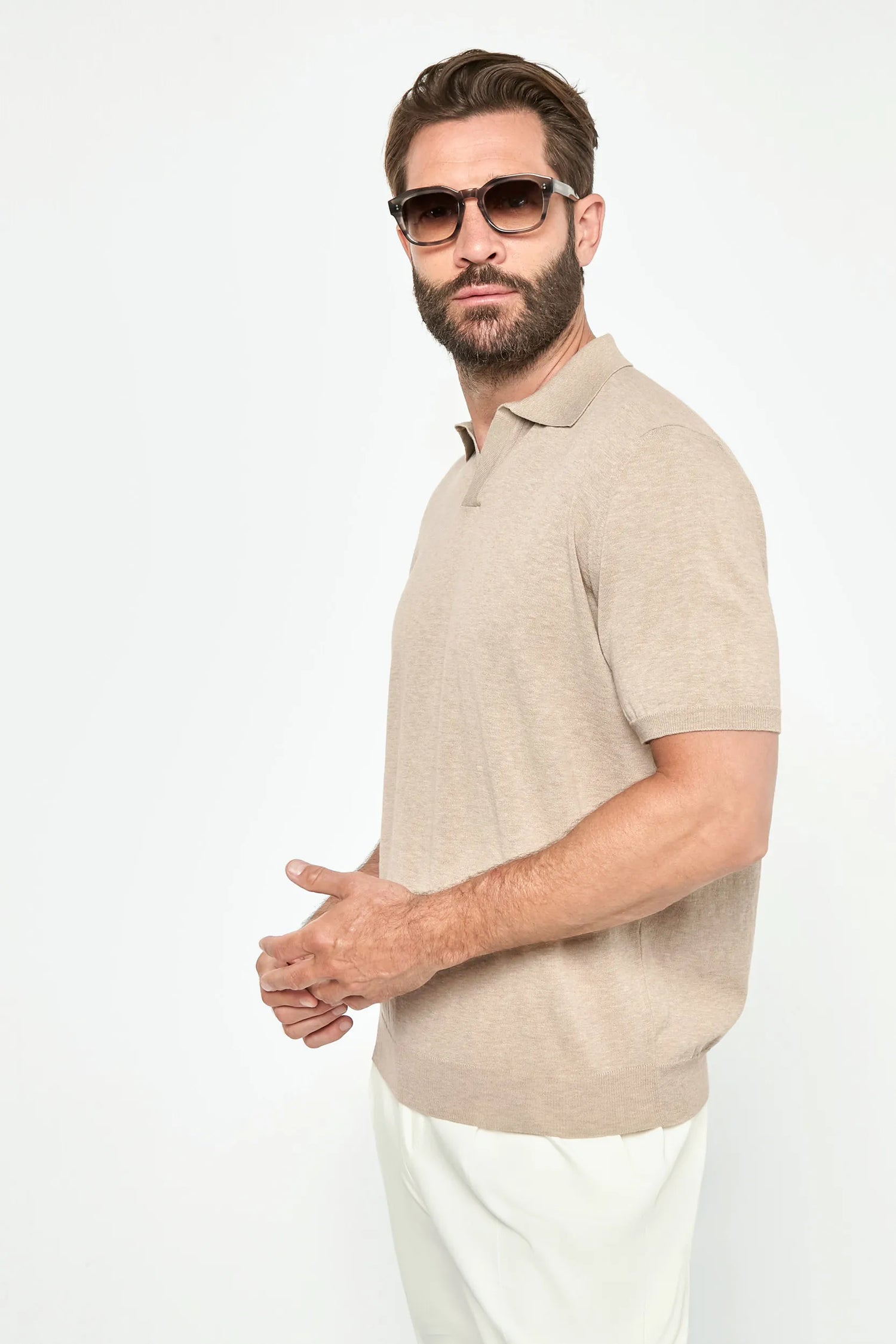 Polo taupe - Made in Italy