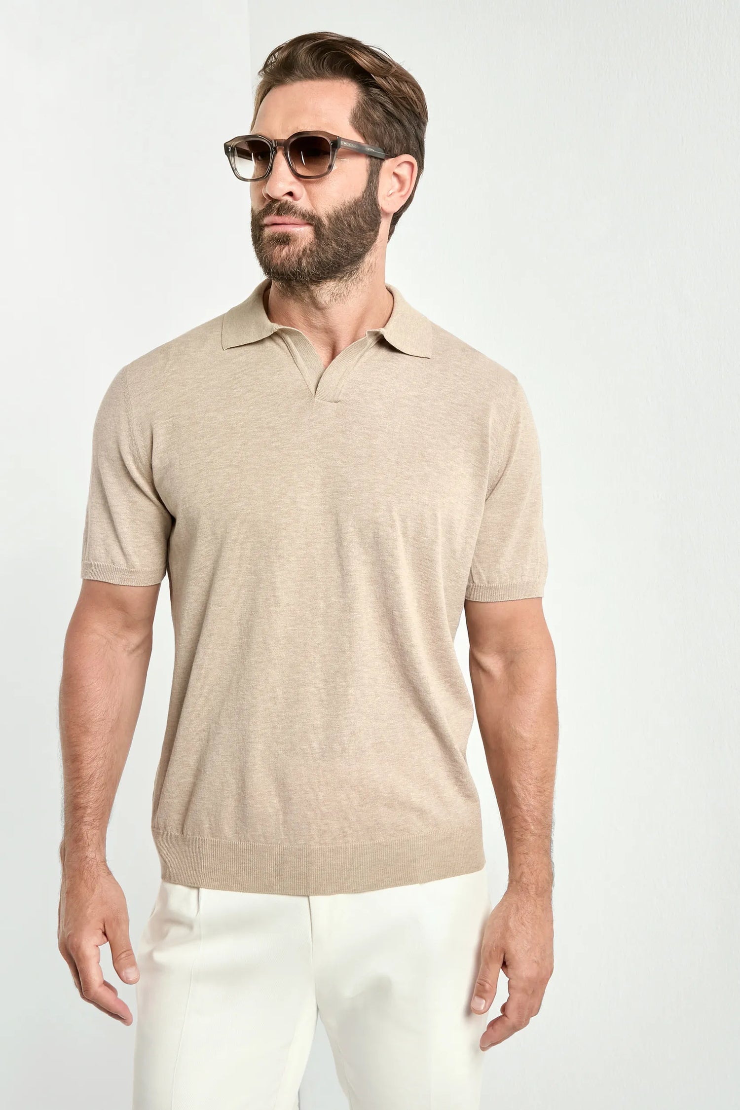 Polo taupe - Made in Italy