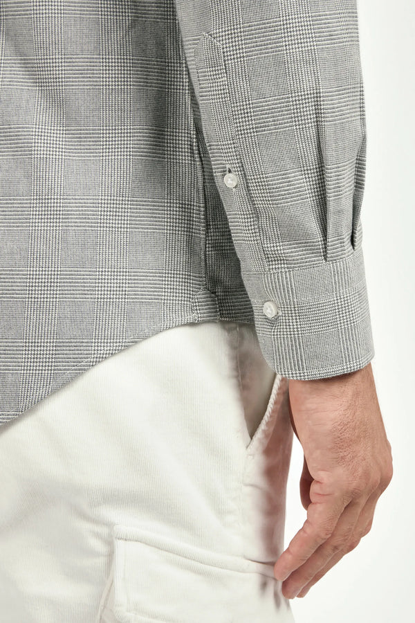 Taupe Prince of Wales shirt, Italian style, made in Italy, tailored luxury shirt, elegant menswear shirt, refined casual shirt, premium Italian craftsmanship, classic Prince of Wales check shirt, sophisticated business casual shirt, smart versatile shirt, lightweight Italian cotton shirt, polished everyday shirt, fine Italian tailoring, upscale menswear shirt, timeless Italian shirt, refined professional look, sharp tailored shirt, luxury office shirt, contemporary check shirt, Italian elegance shirt