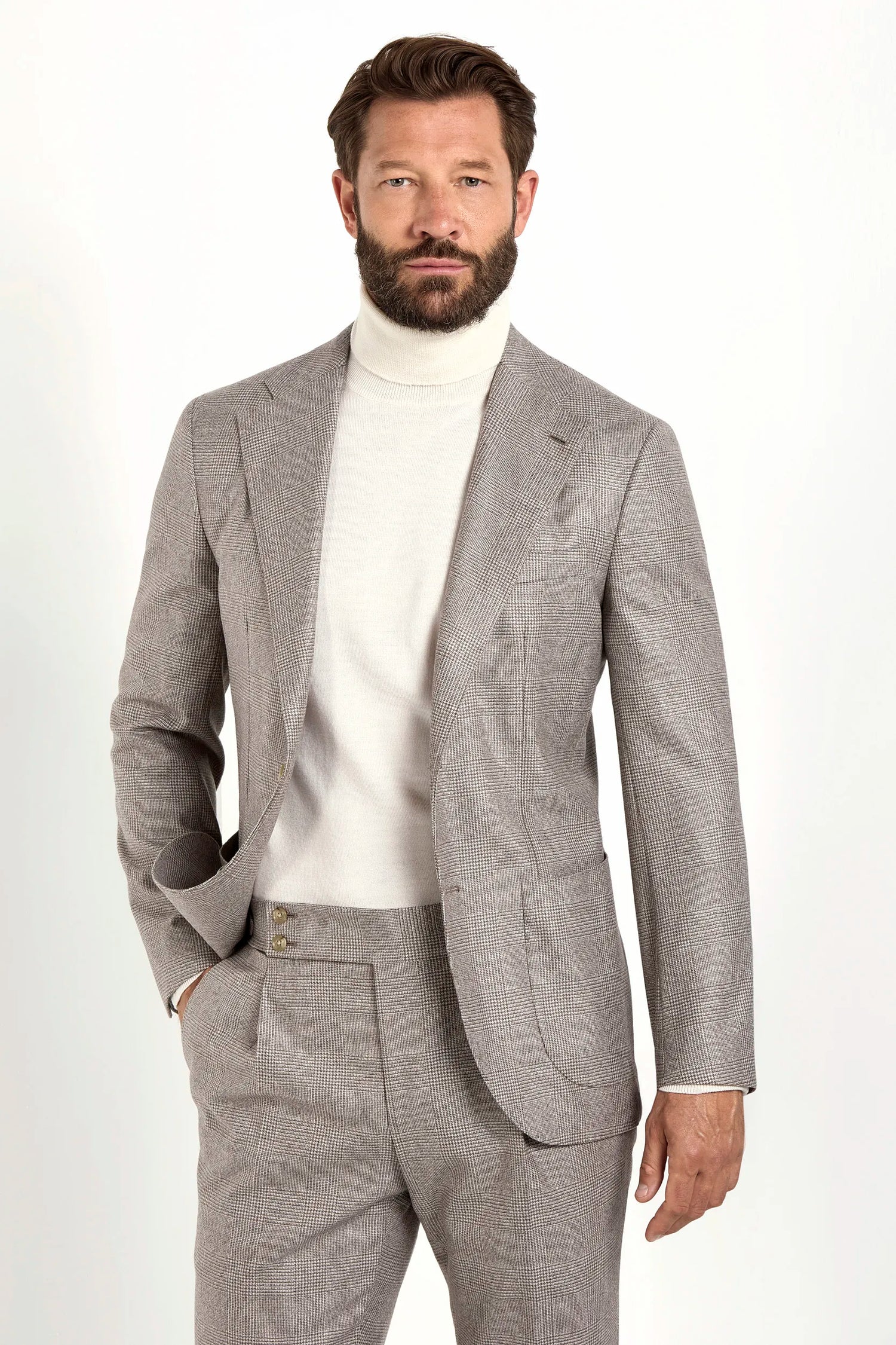Taupe Prince of Wales suit - Made in Italy