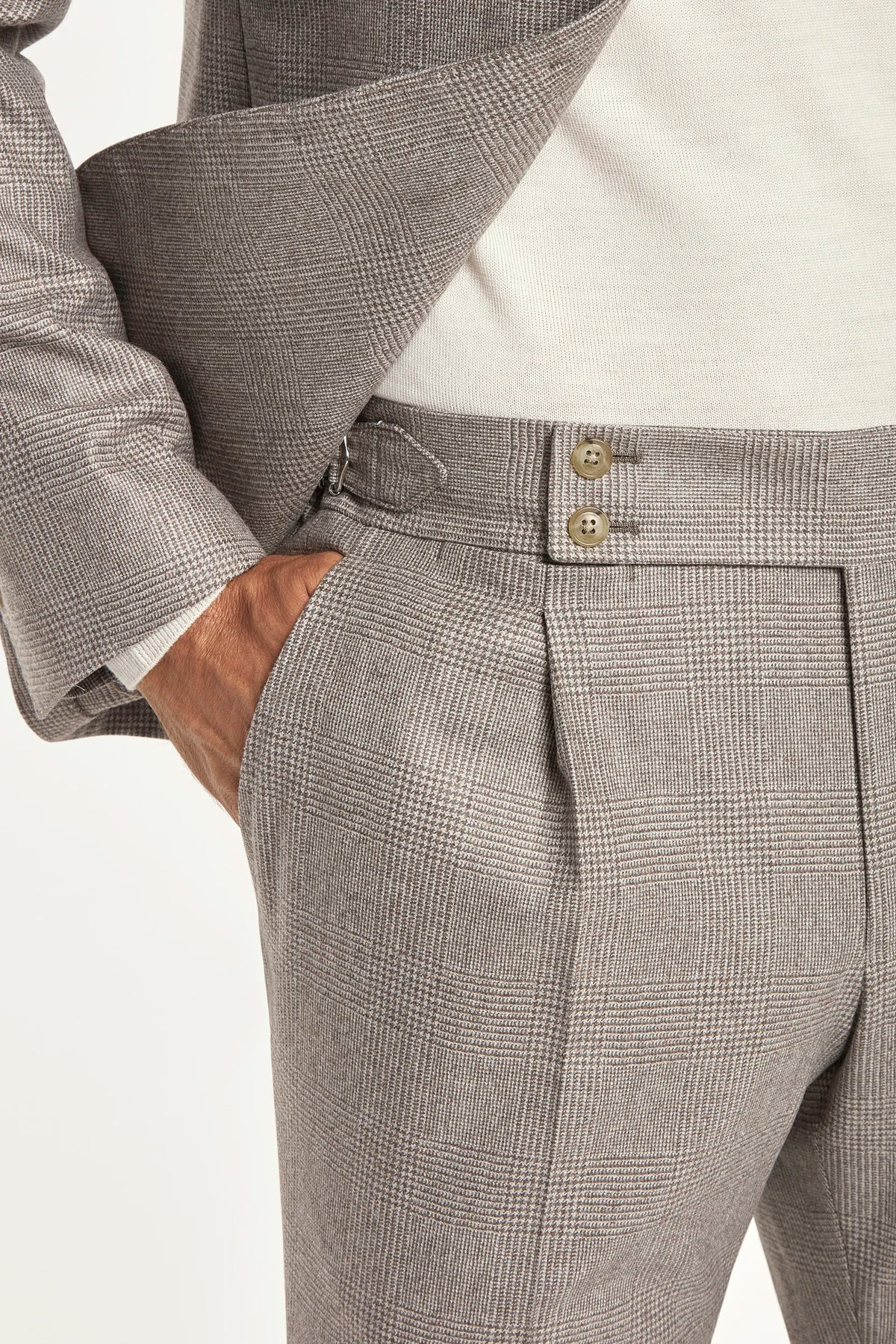 Taupe Prince of Wales suit - Made in Italy