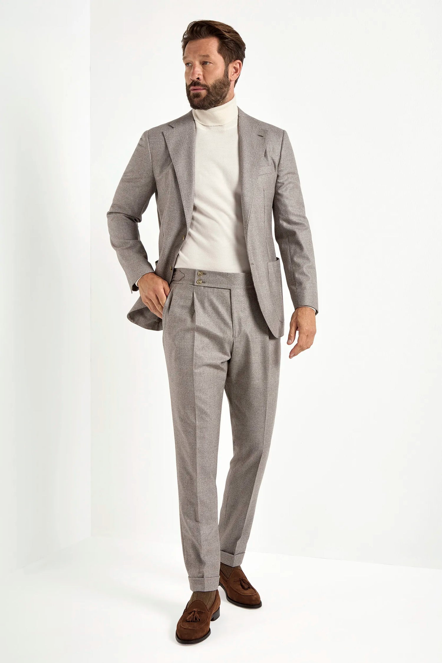 Taupe Prince of Wales suit - Made in Italy