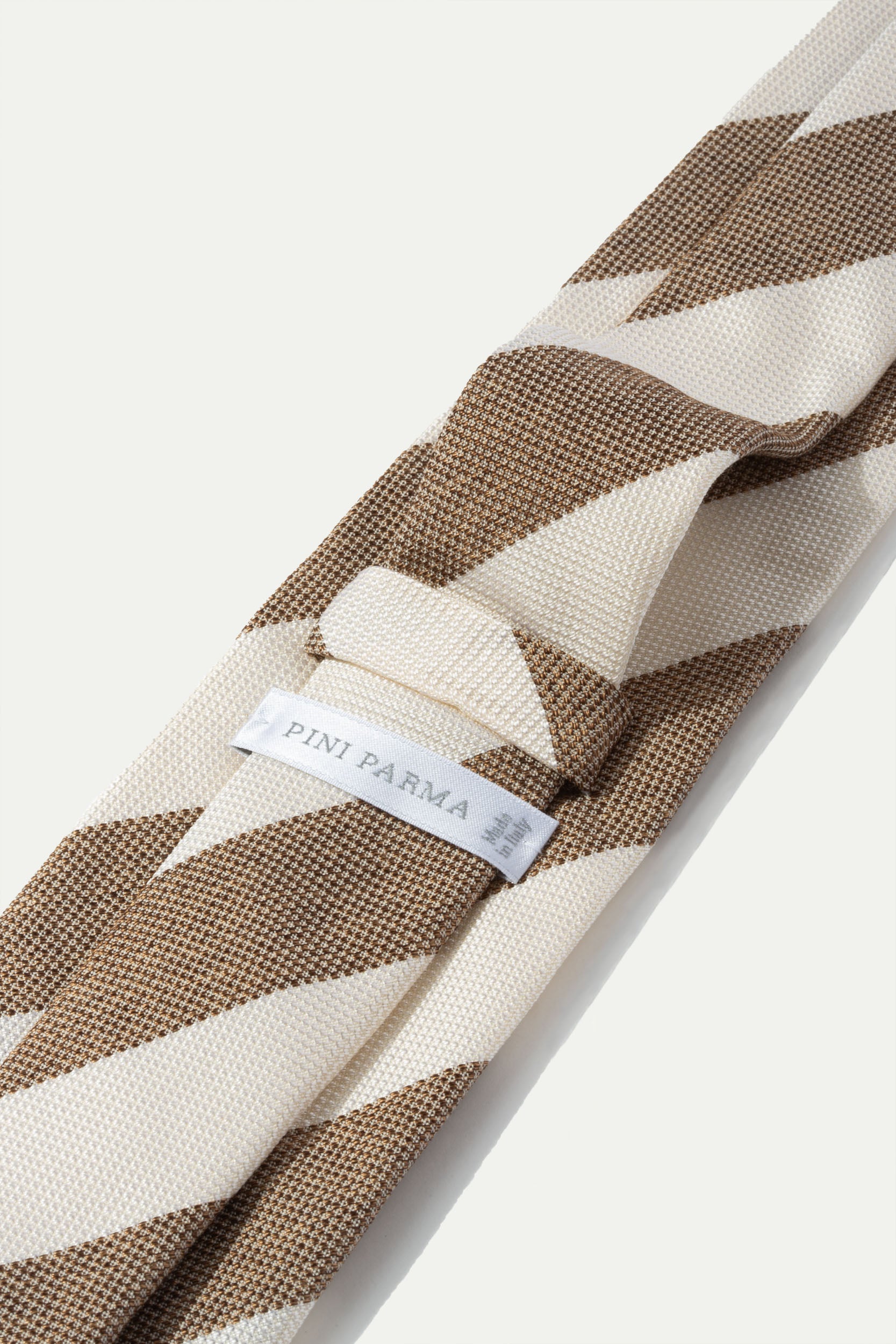 Taupe striped silk tie - Made In Italy