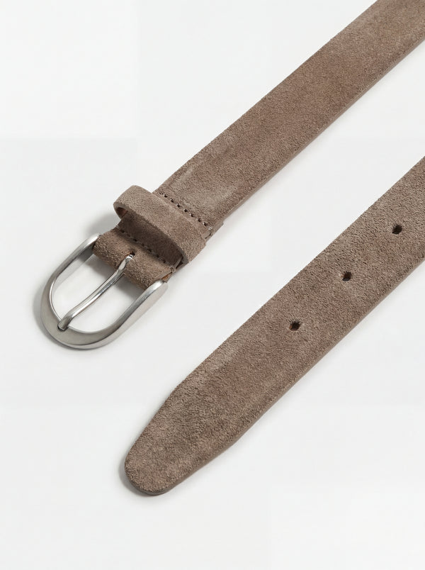 men pini parma taupe suede belt made in italy in 100% leather 