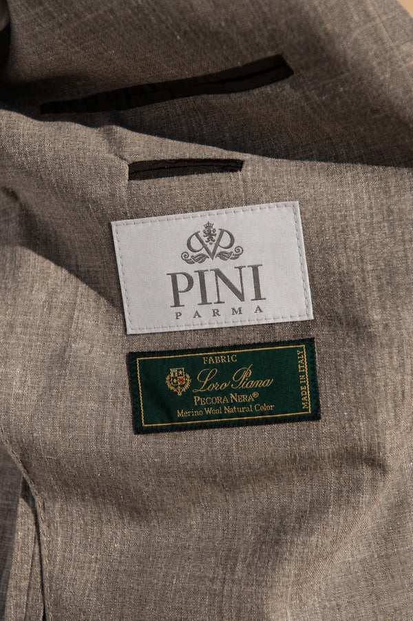 Tobacco wool silk and linen suit - Made in Italy