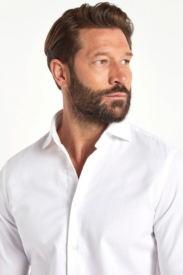 Brushed Italian Cotton Shirt, Italian Style Cotton Shirt, White Cotton Shirt, Chemise en coton italien brossé, Chemise en coton de style italien, Chemise en coton blanc, Camicia in cotone italiano satinato, camicia in cotone made in italy, camicia in cotone bianco