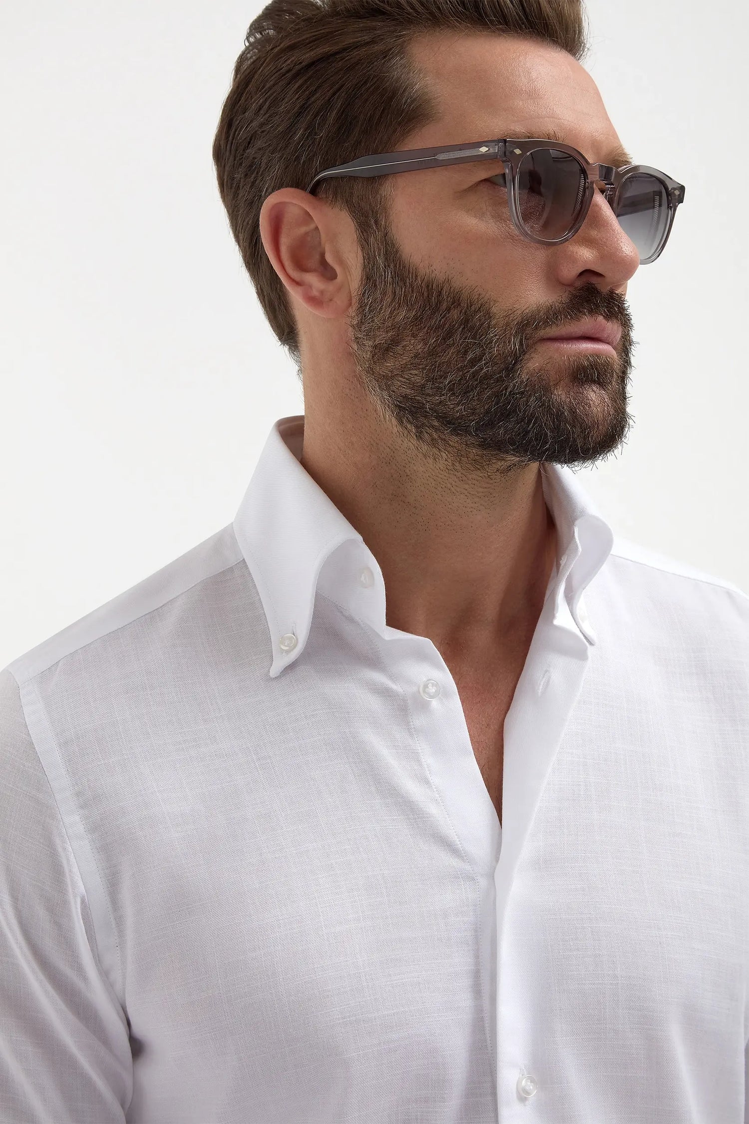 Camicia button down in chambray bianco - Made in Italy
