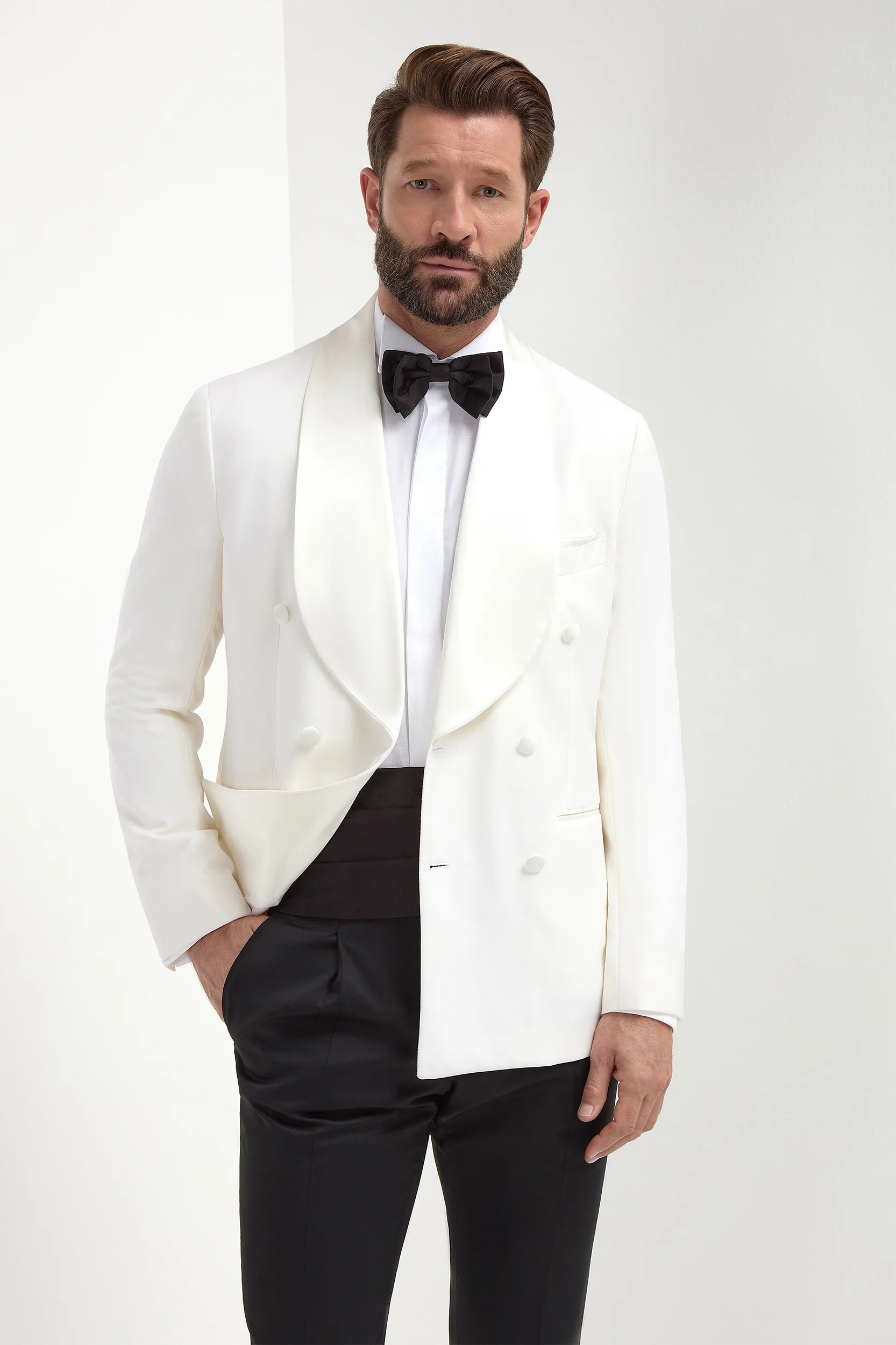 White double breasted tuxedo jacket