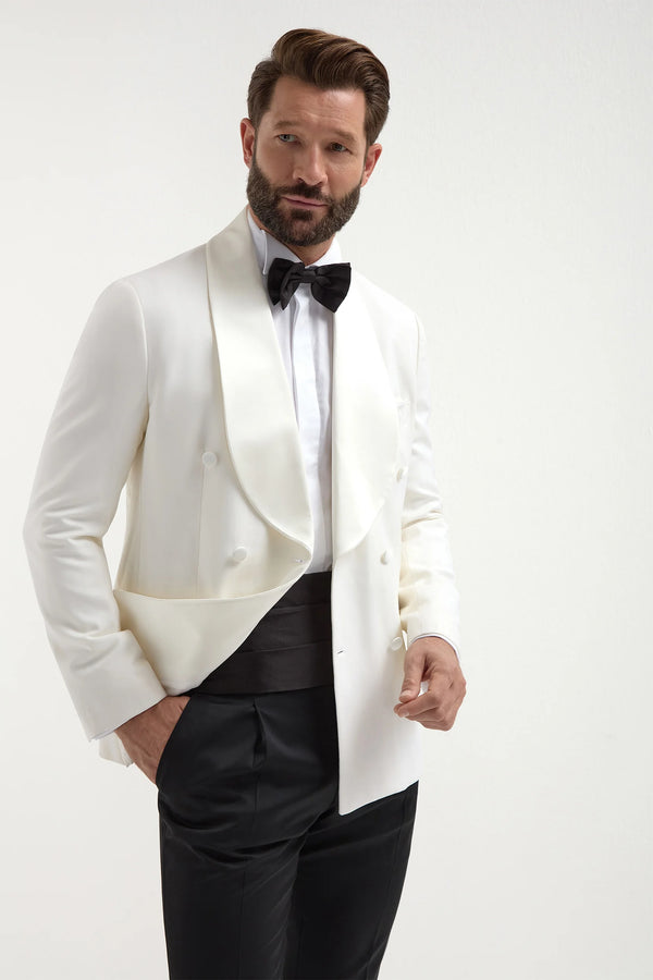White double breasted tuxedo jacket Made in Italy