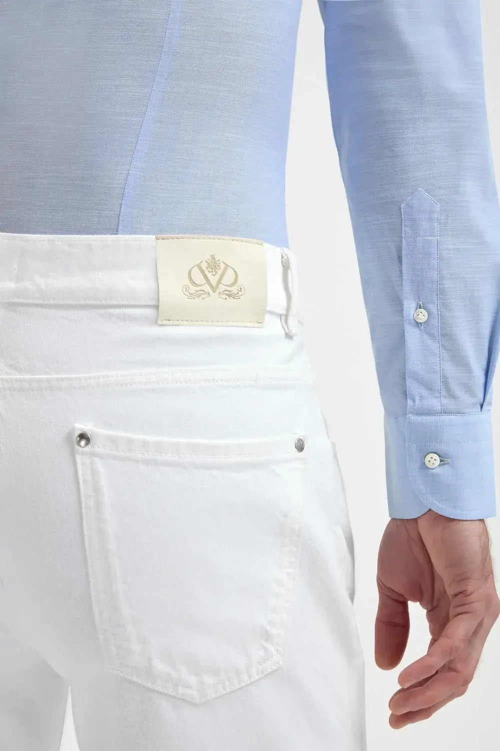 Jean droit blanc - coton Candiani - Made in Italy