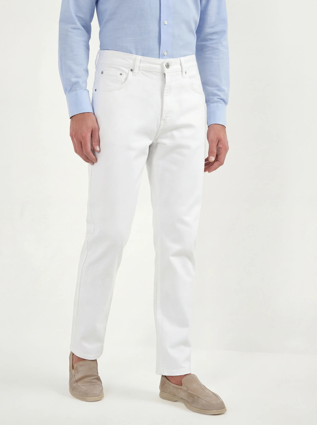 Jean droit blanc - coton Candiani - Made in Italy