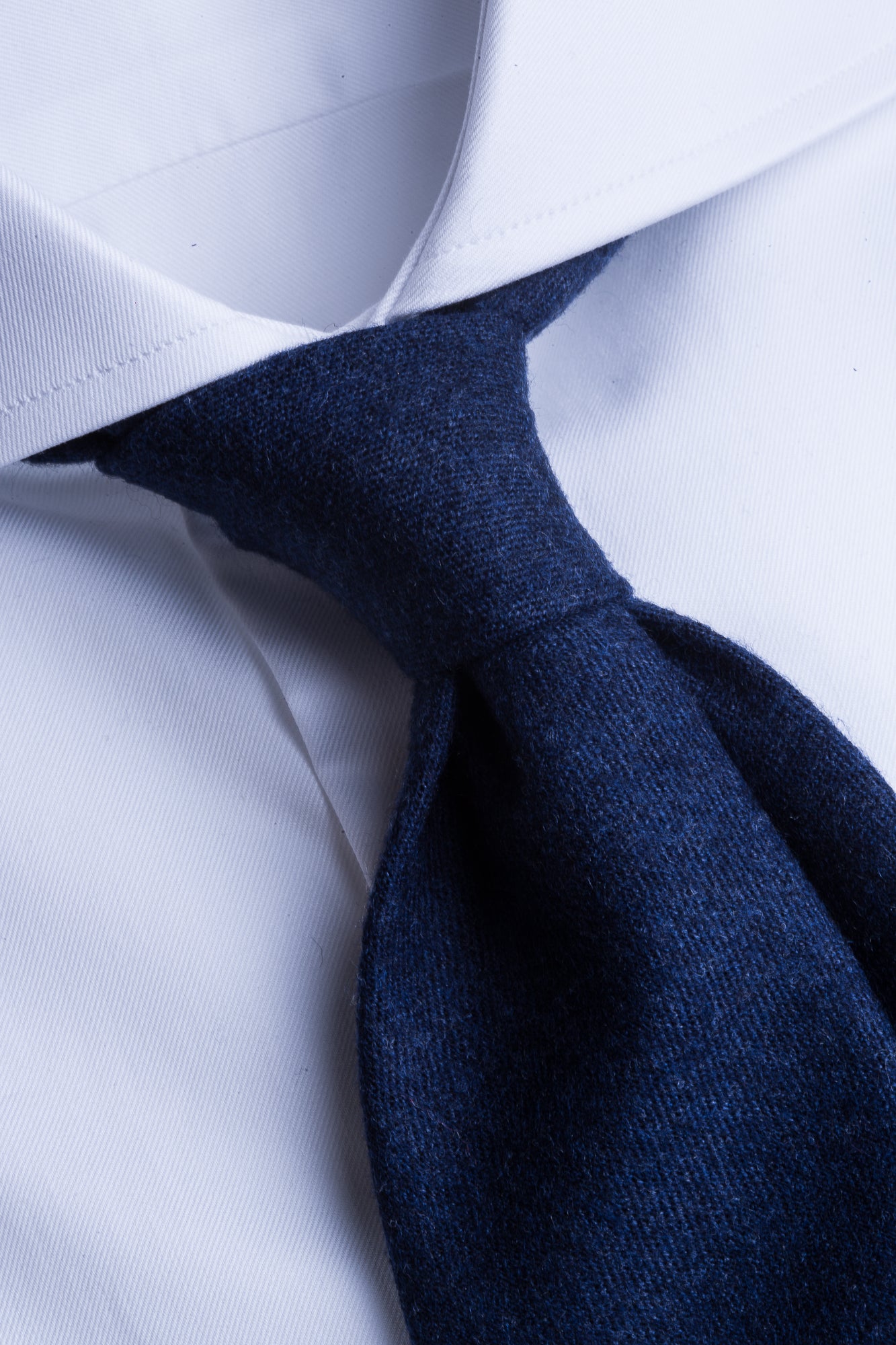Cravatta in flanella blu - Fatta a mano in Italia