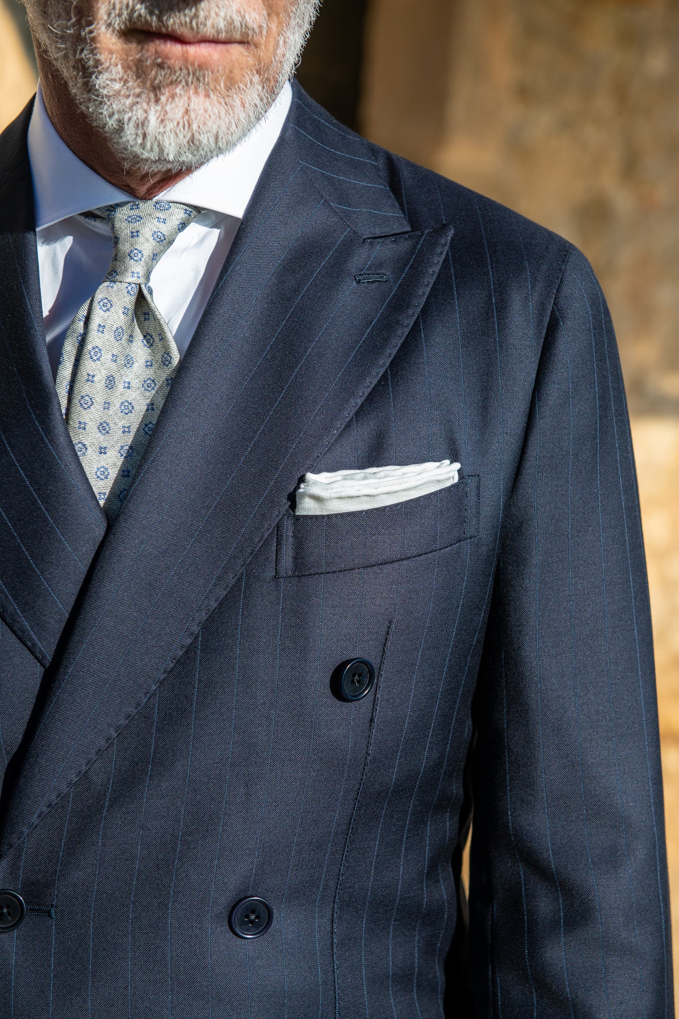 Blue double breasted striped suit "Made to Order" - Made in Italy