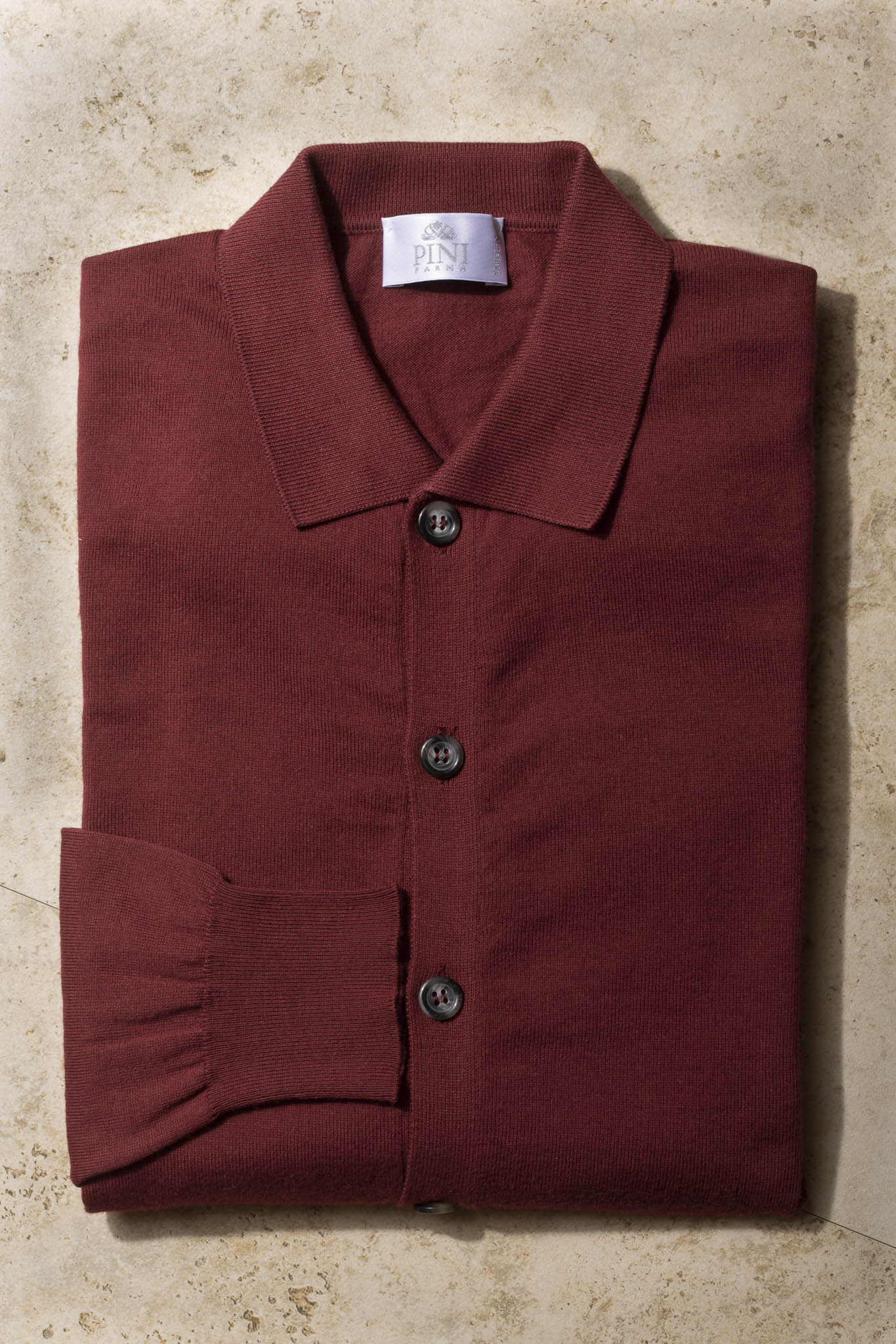 Cardigan in cotone bordeaux - Made in Italy