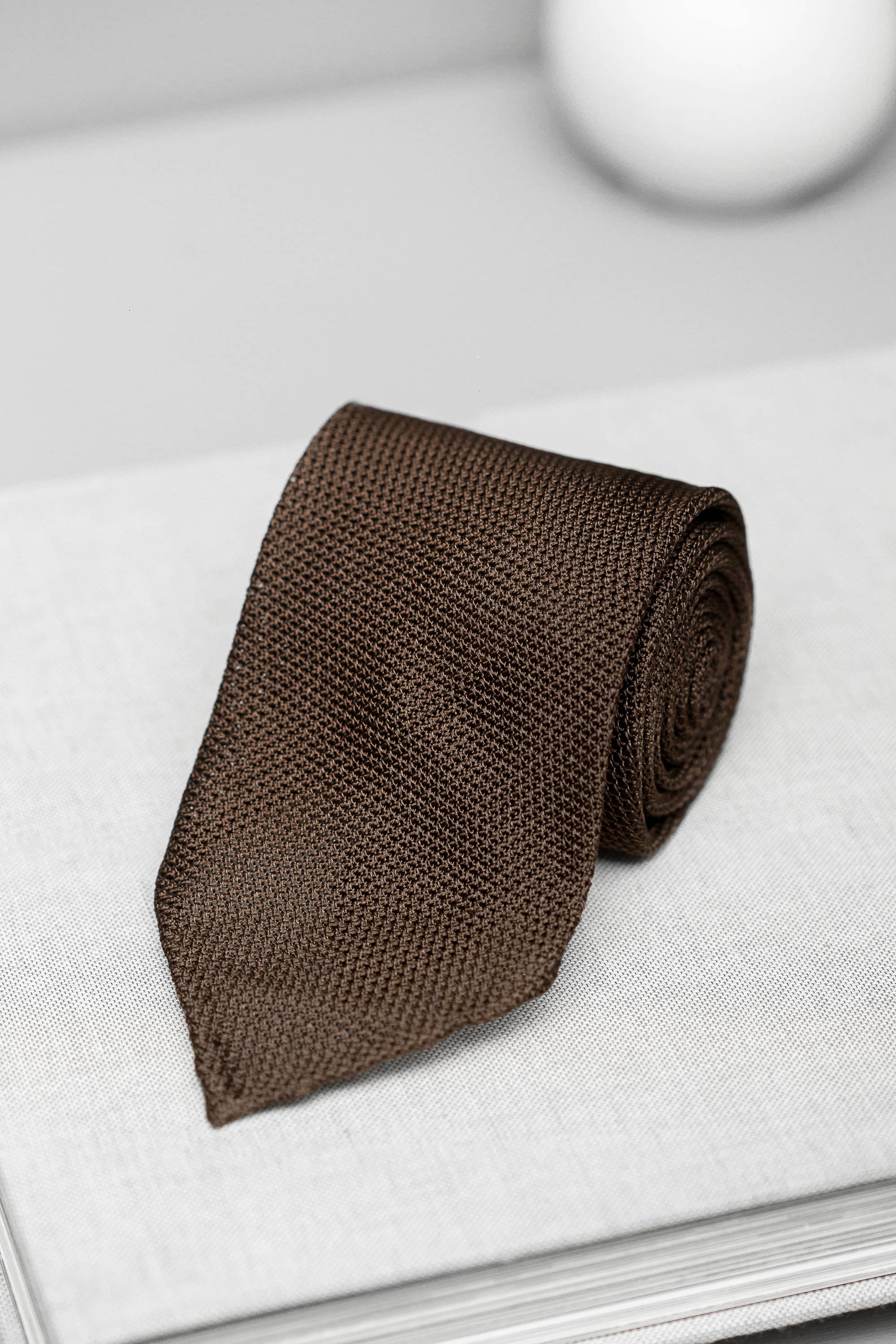 Brown grenadine silk tie - Hand Made In Italy