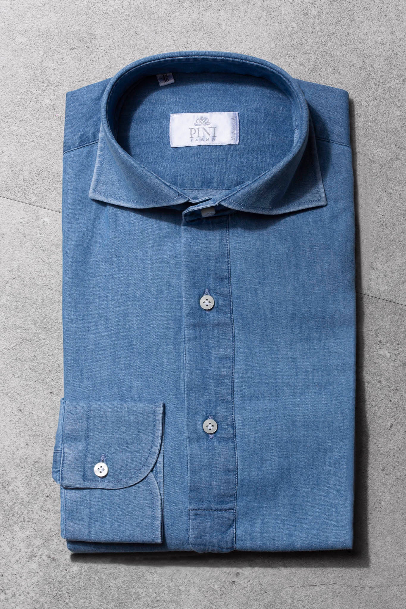 Light blue denim popover shirt - Made in Italy