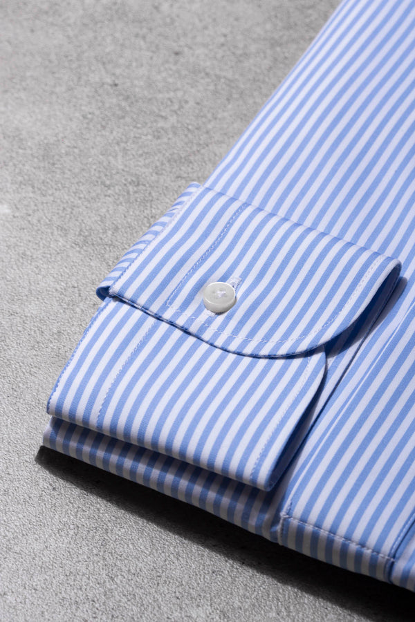 Camicia popover a righe azzurre - Made in Italy