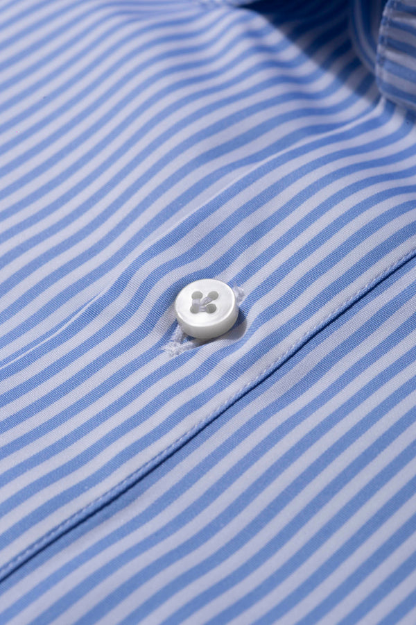Camicia popover a righe azzurre - Made in Italy