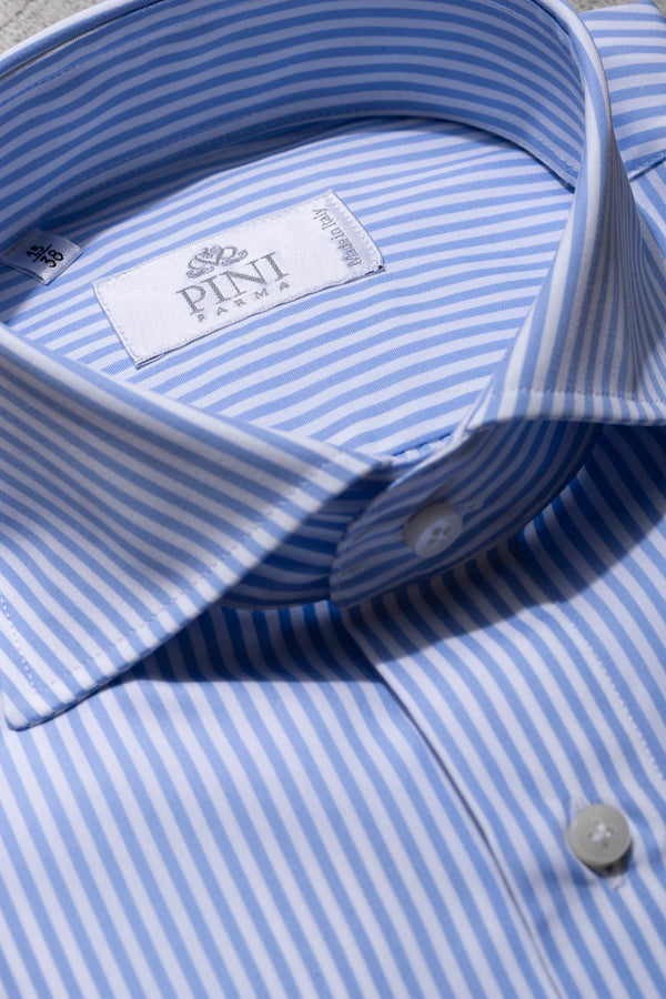 Camicia popover a righe azzurre - Made in Italy
