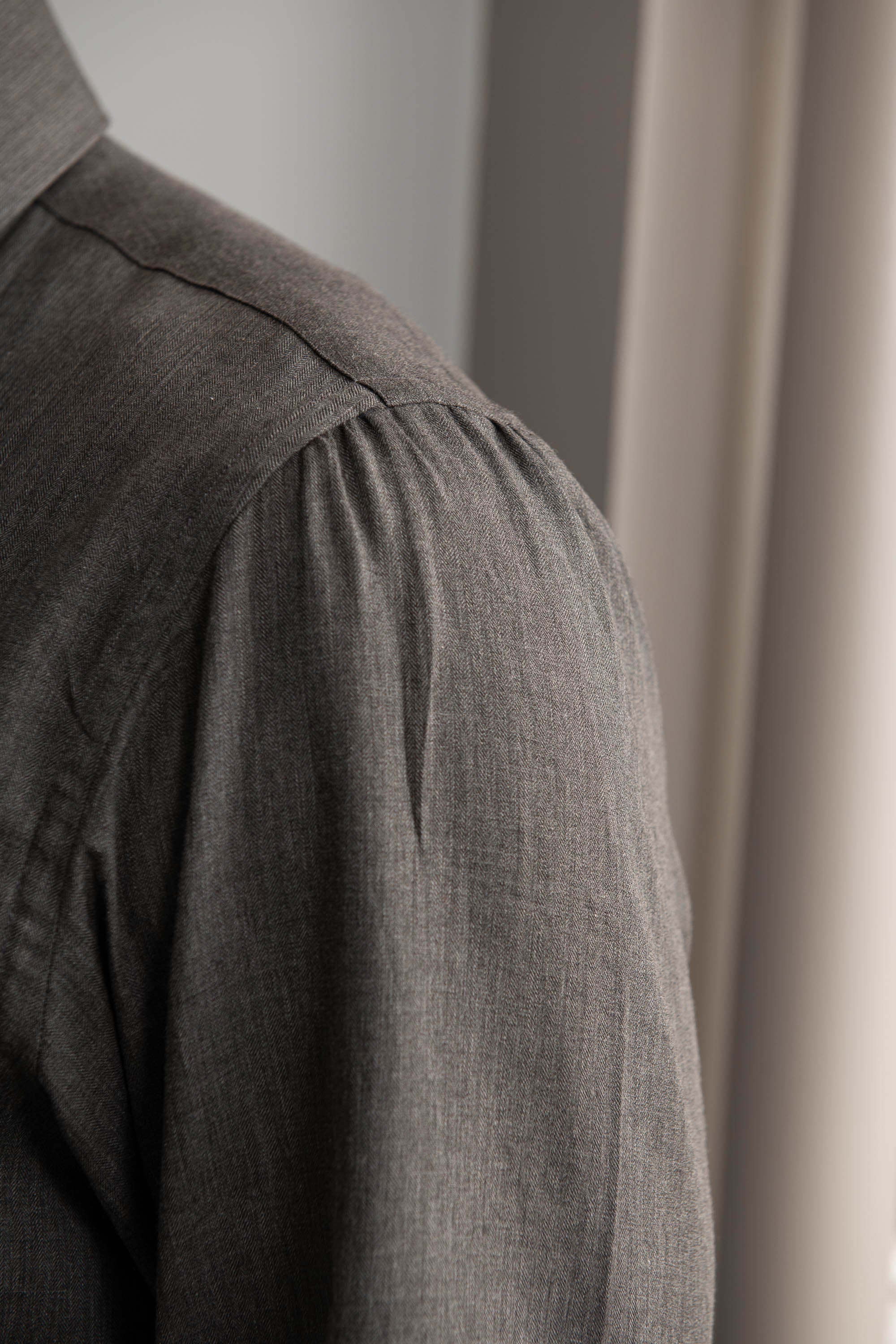 Chemise boutonnée en coton brossé gris - Made in Italy