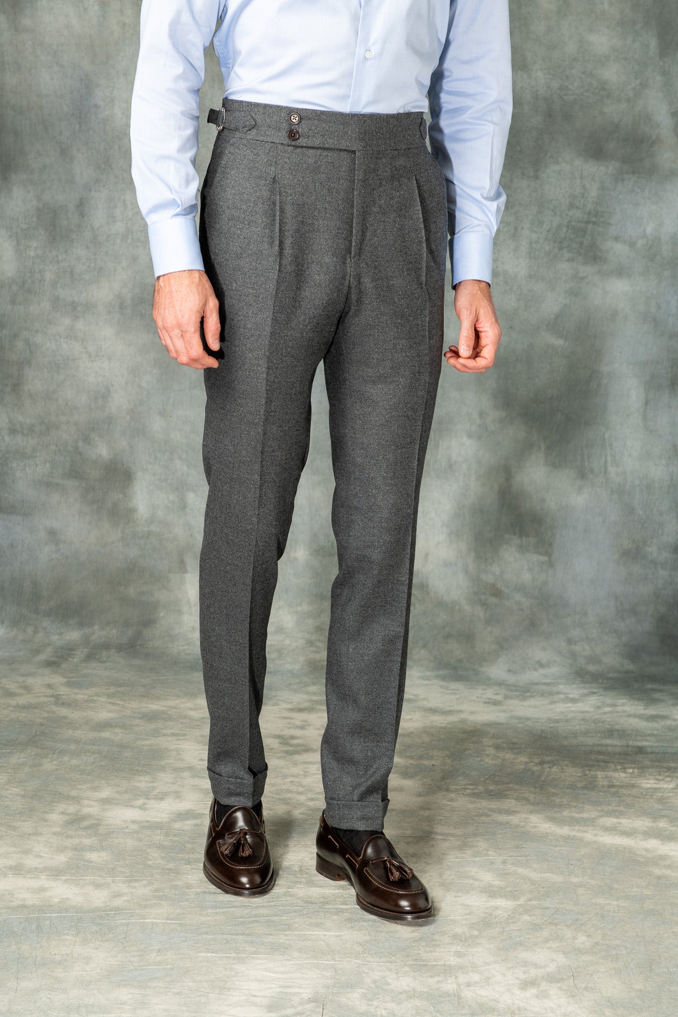Angelico Gray flannel trousers Zignone fabric Confort trousers for Man  made of wool medium grey