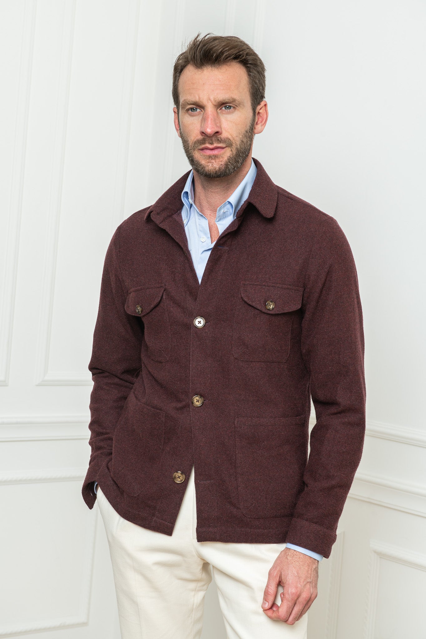 Bordeaux Safari Jacket flannel Super 180'S – Made in Italy