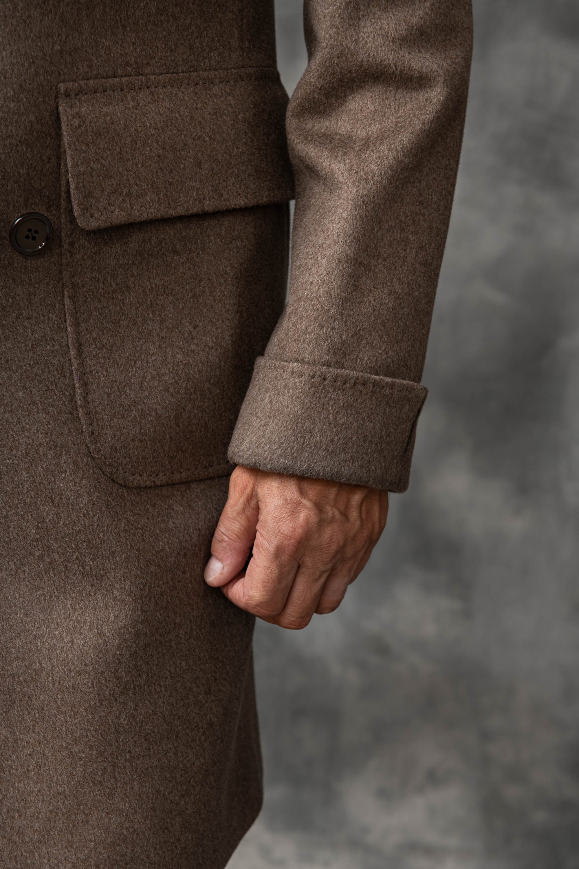 Taupe polo coat in Loro Piana wool – Made in Italy