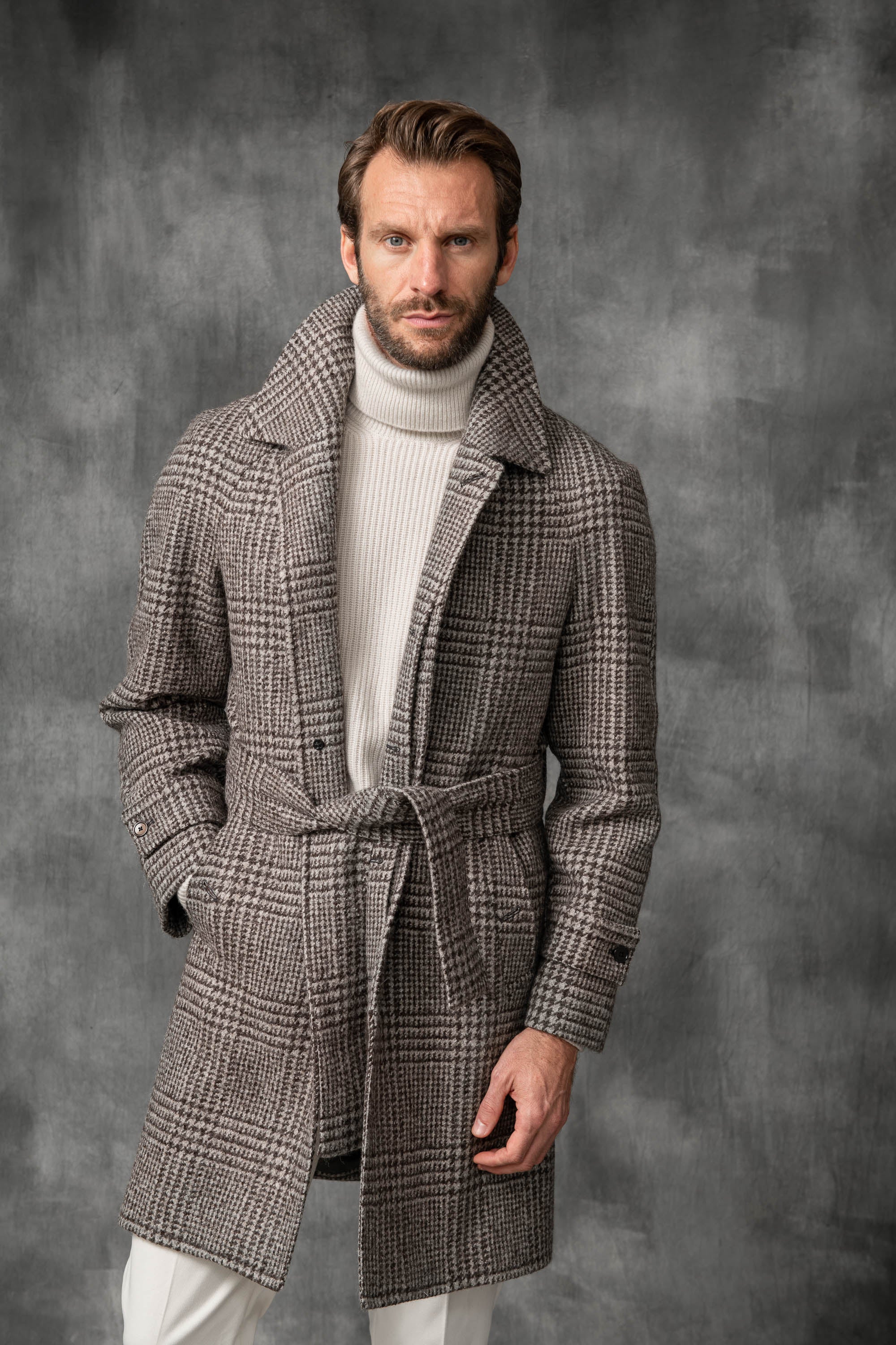 Prince of Wales Alpaca Raglan coat – Made in Italy