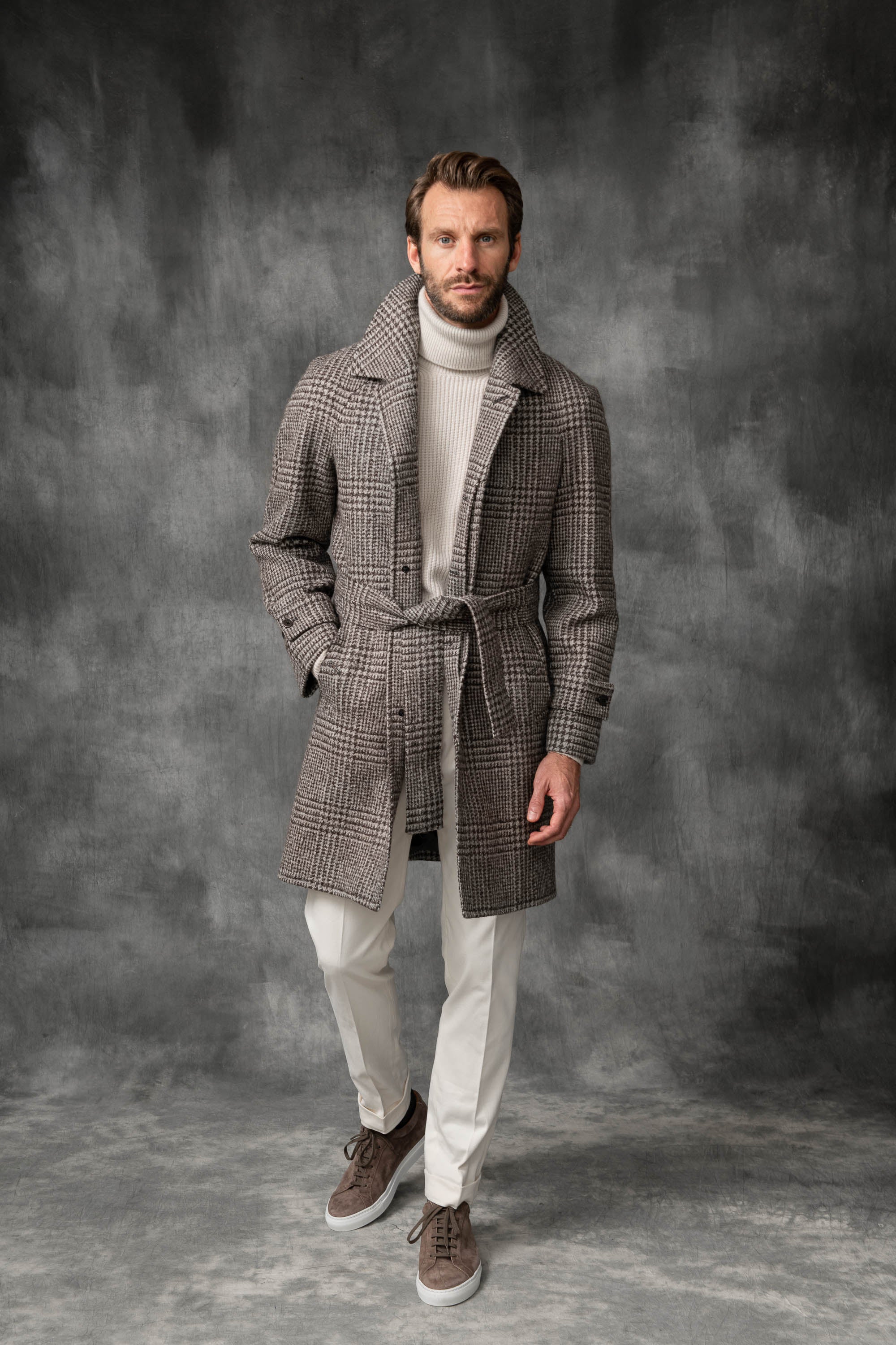 Brown prince of wales raglan coat, manteau raglan homme, brown men's coat, manteau à carreaux homme, prince of wales balmacaan, balmacaan prince de galles