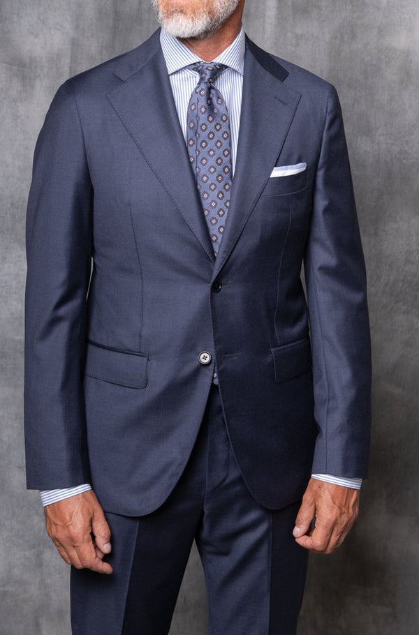 BLUE AVIO FULL CANVAS SUIT IN LORO PIANA WOOL - Made in Italy - Pini Parma