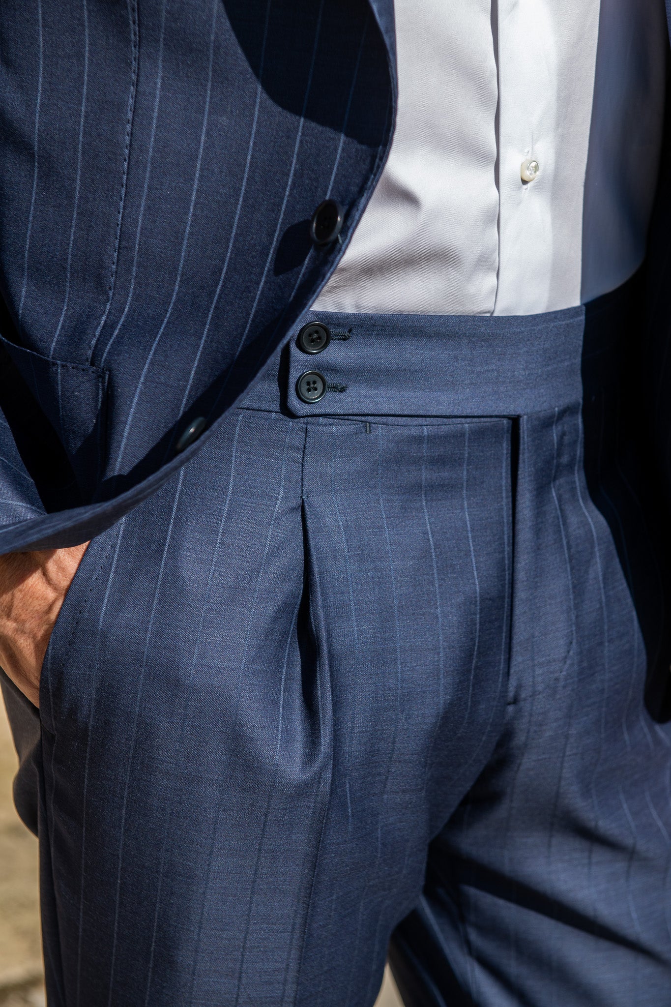 Avio striped suit in Loro Piana wool "Soragna Capsule Collection" - Made in Italy