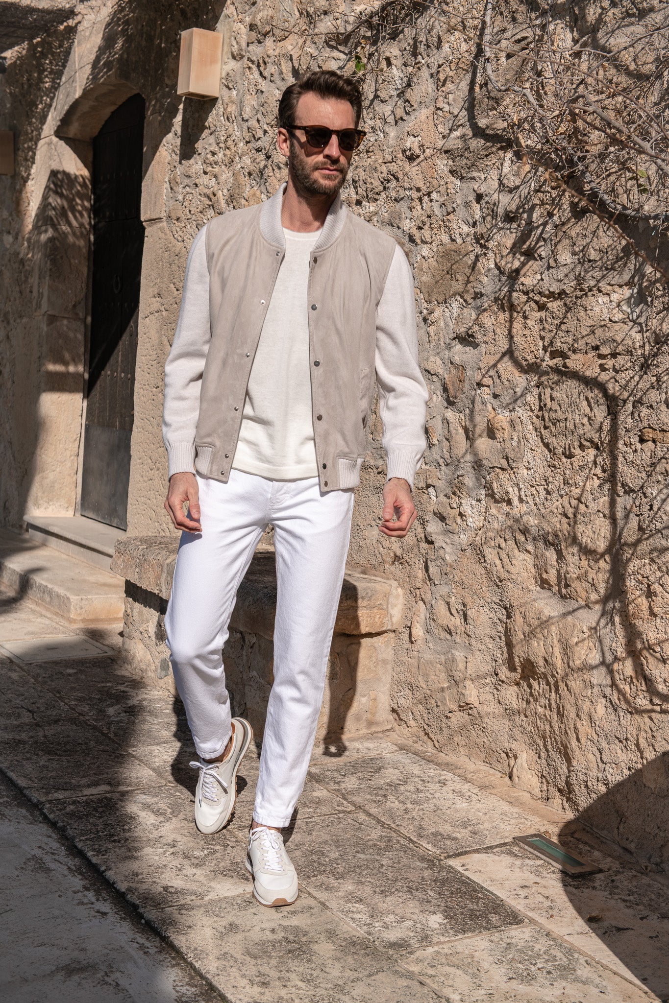 Beige suede knit bomber – Made in Italy