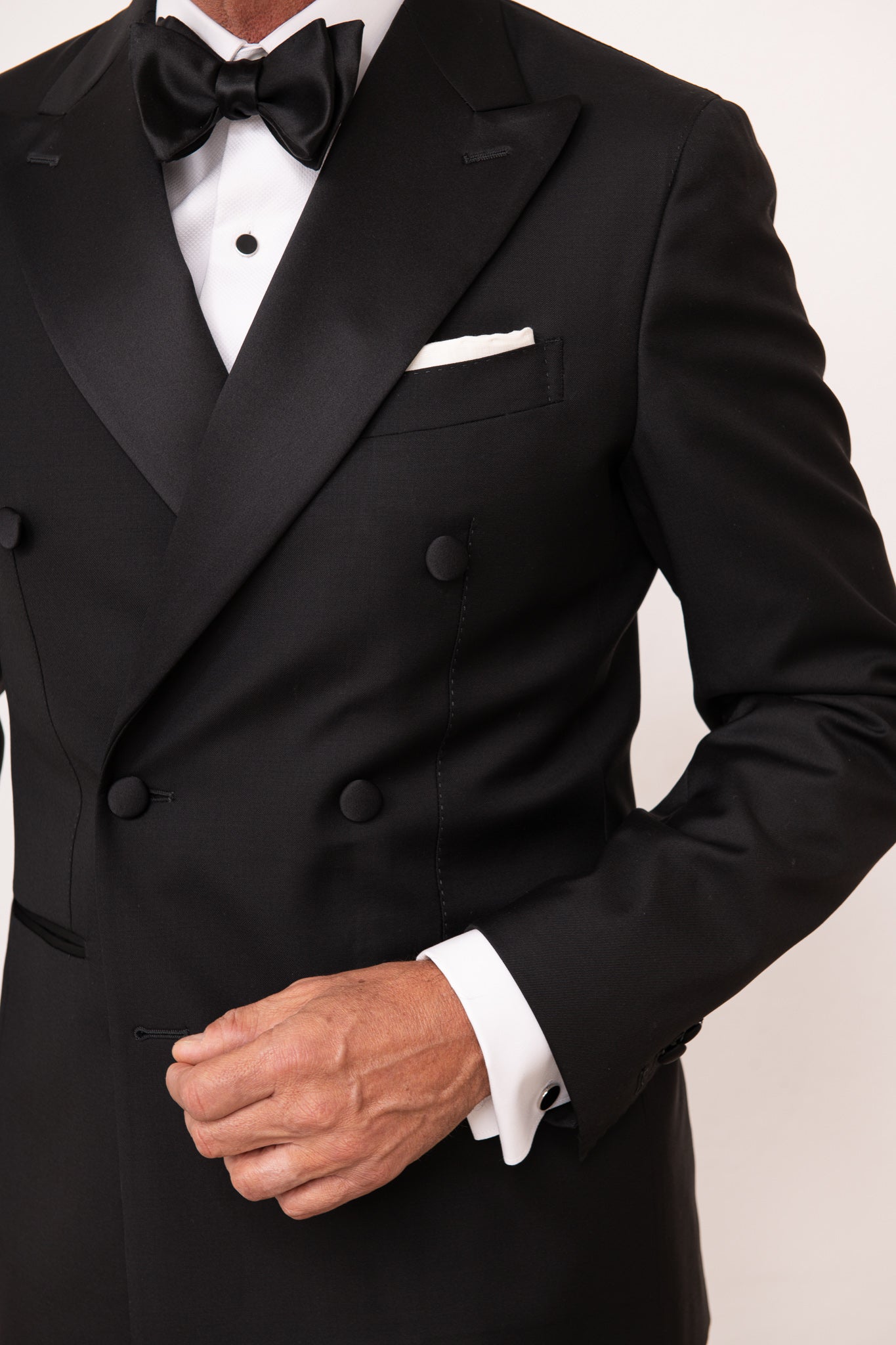 Ensemble de boutons de manchette et boutons de plastron noirs - Made in Italy