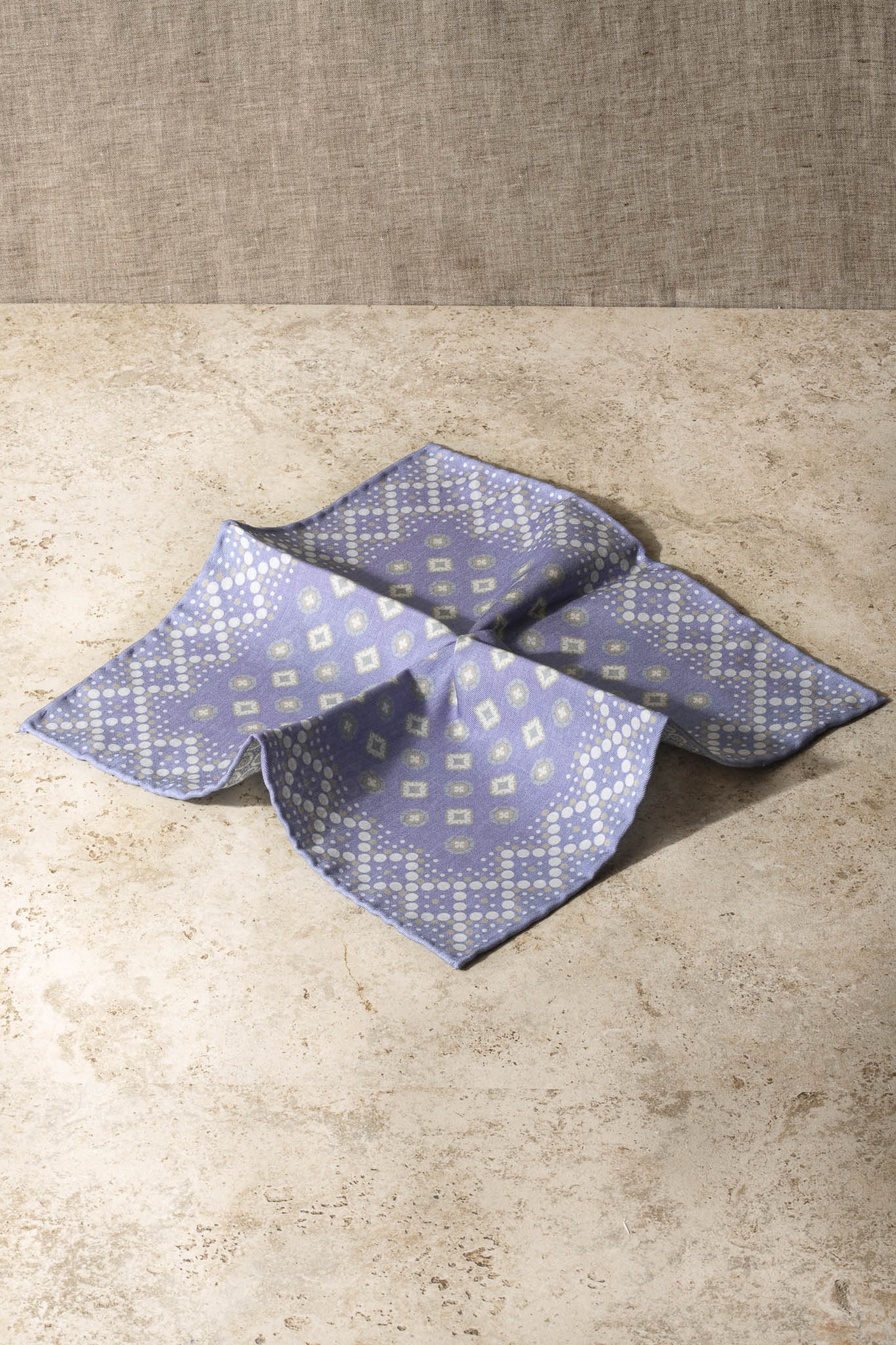 Blue patterned reversible pocket square - Made in Italy